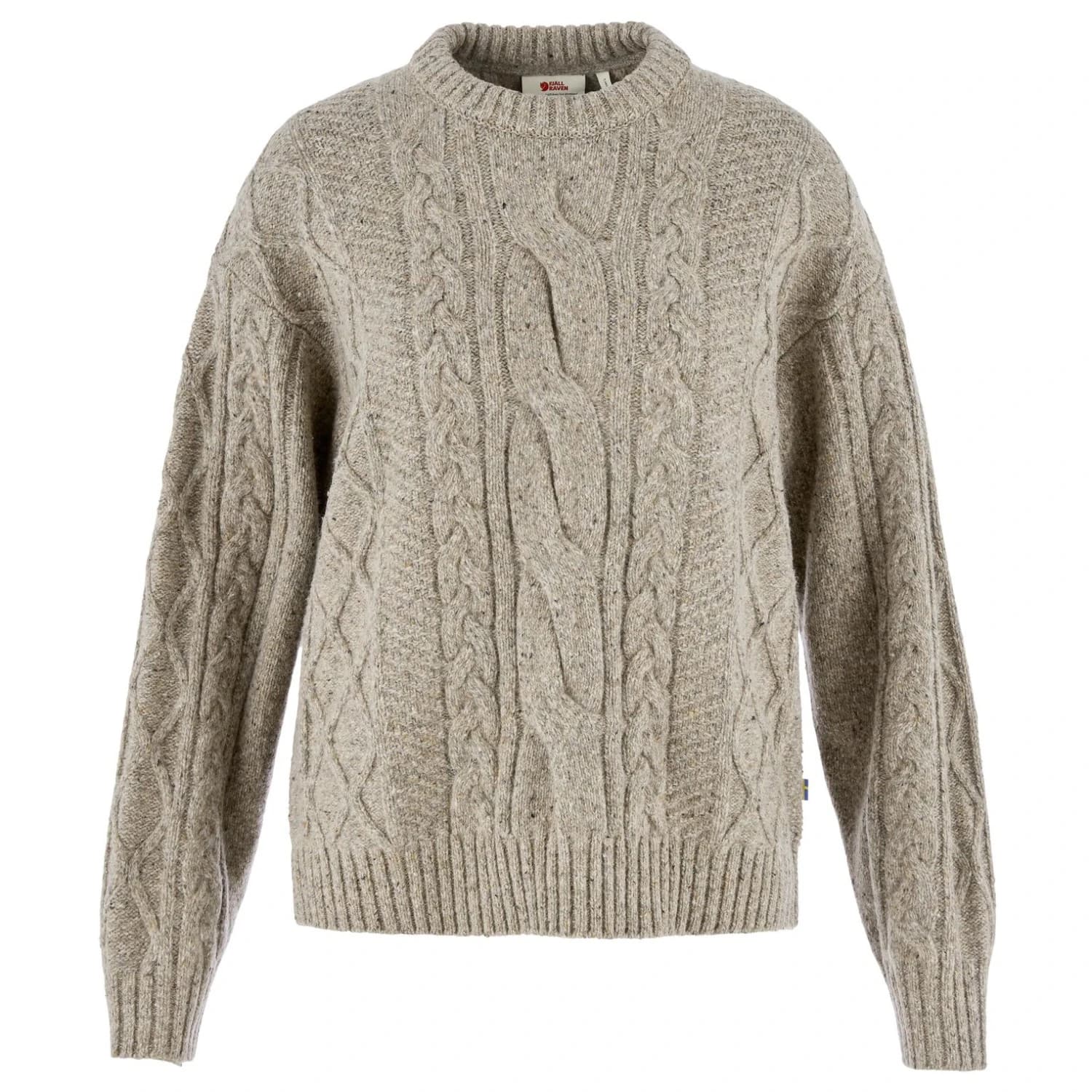 Дамски вълнен пуловер Fjällräven Women's Övik Cable Knit Wool jumper - Fog