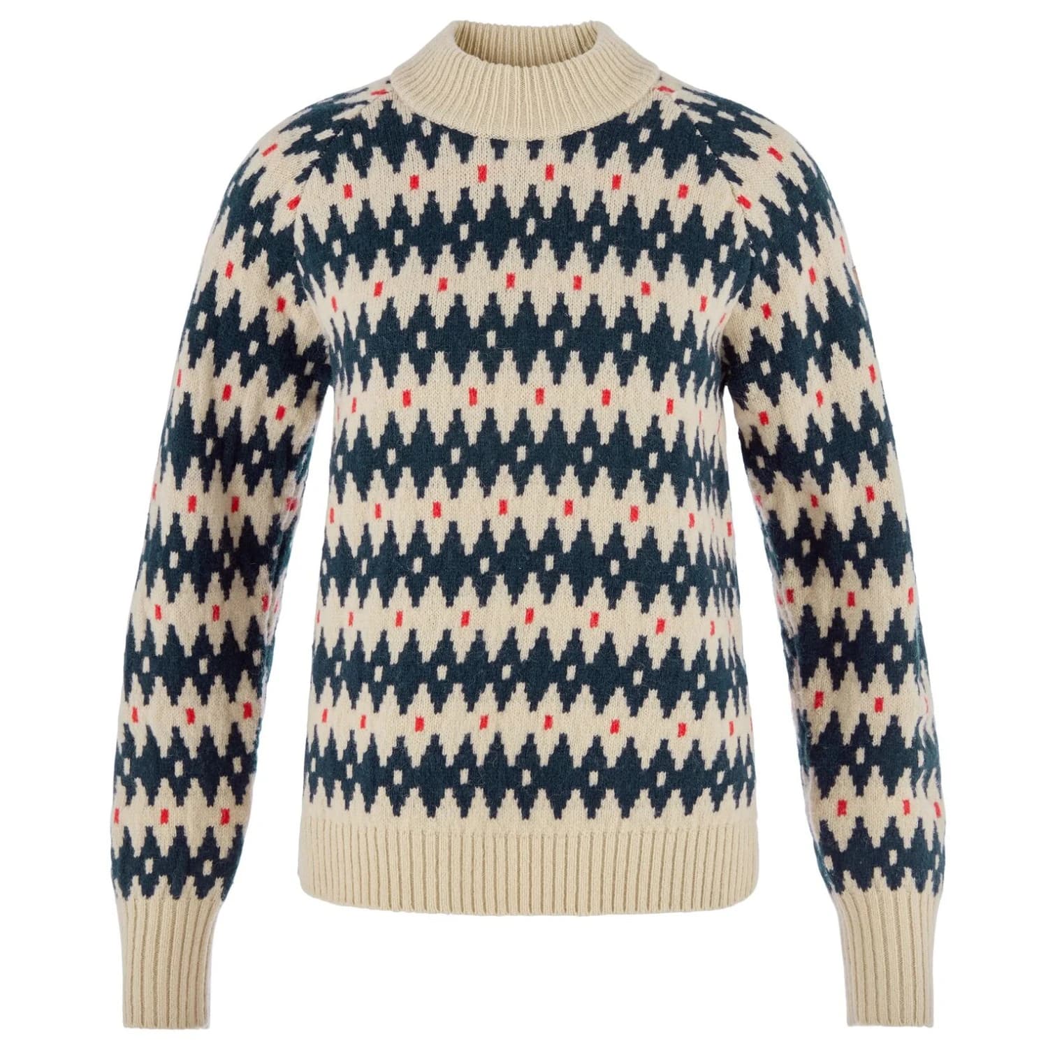 Дамски вълнен пуловер Fjällräven Women's Övik Jacquard Knit Wool jumper - Light Beige / Dark Navy