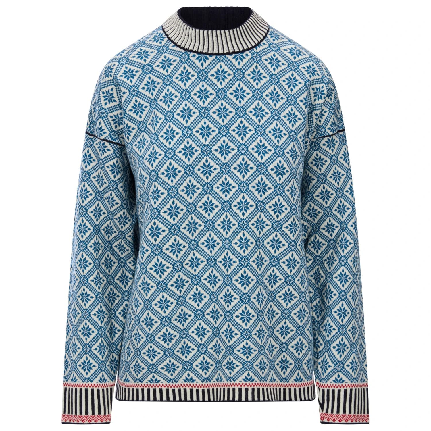 Вълнен пуловер Dale of Norway Women's Langøy Sweater Merino jumper - Arctic Blue / Offwhite