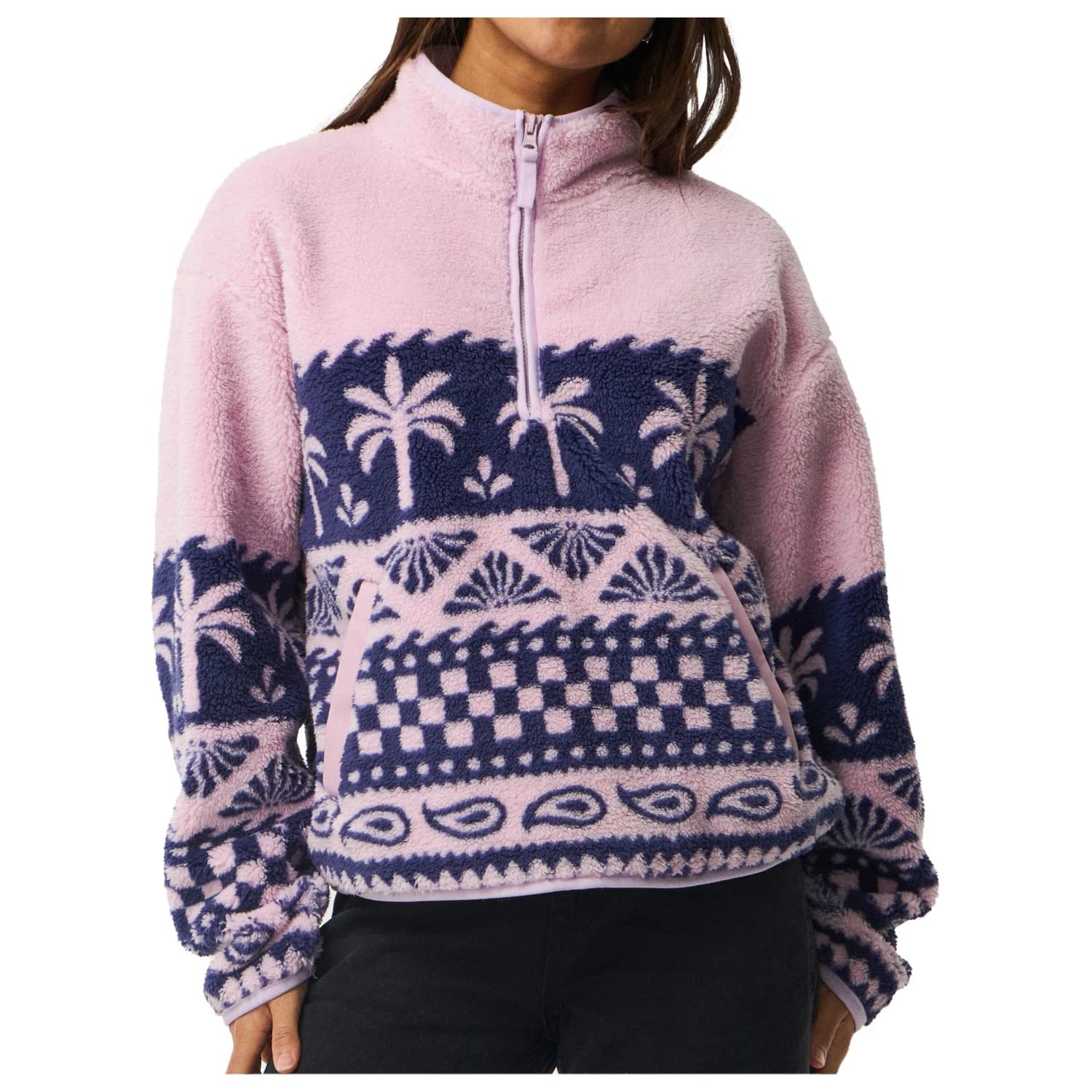 Дамски поларен пуловер Rip Curl Women's Bossa Nova 1/4 Zip Polarfleece Fleece jumper - Lilac