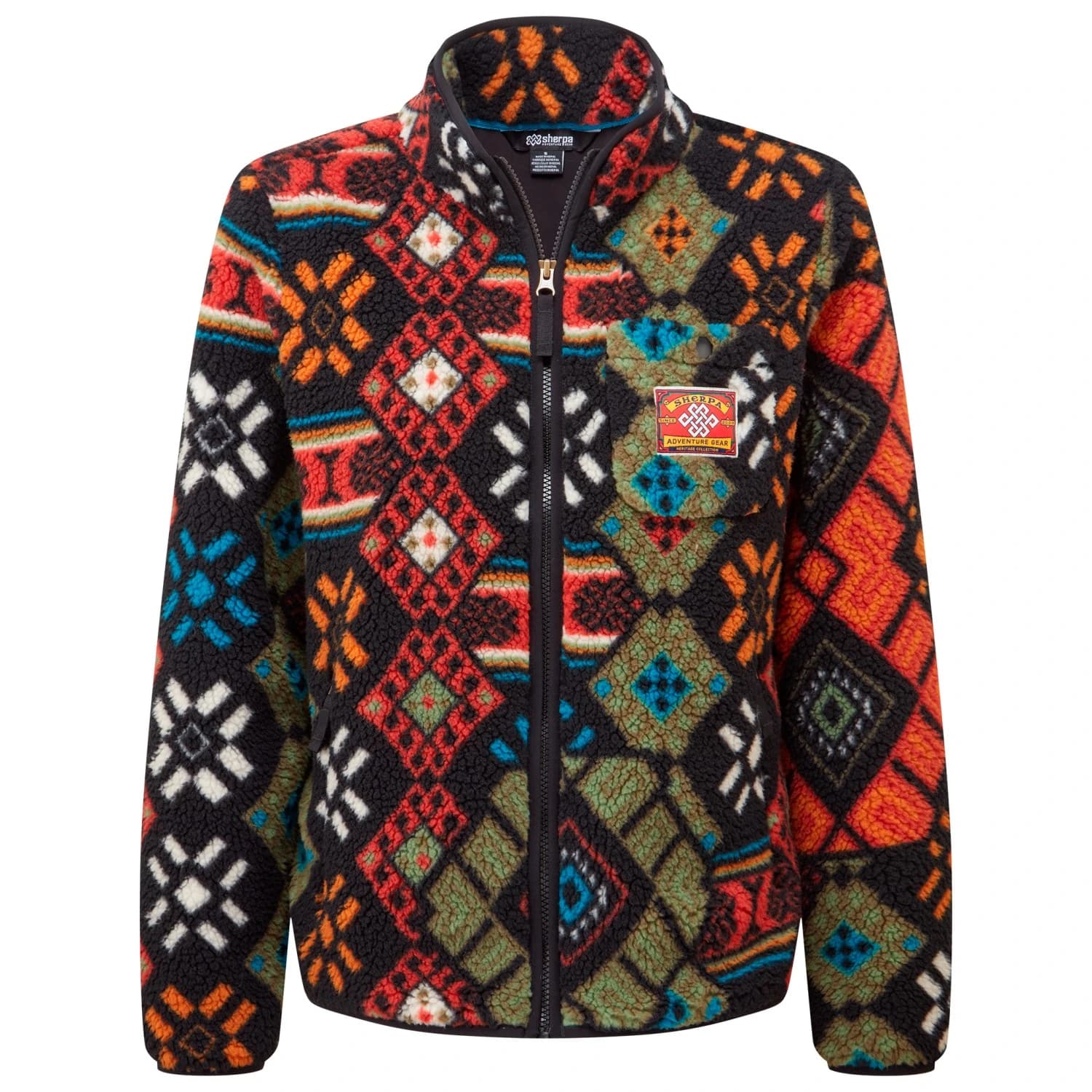Поларено яке Sherpa Women's Tarcho Printed Full Zip Jacket Fleece jacket - Black Bhutan