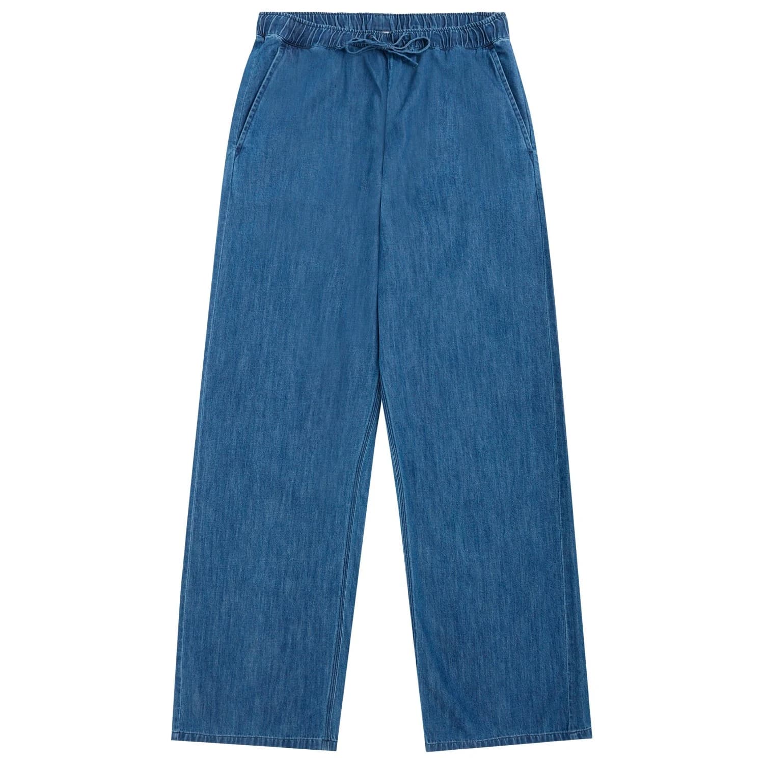 Дамски ежедневен панталон Knowledgecotton apparel Women's Posey Wide Mid-Rise Casual trousers - Dark Blue Denim