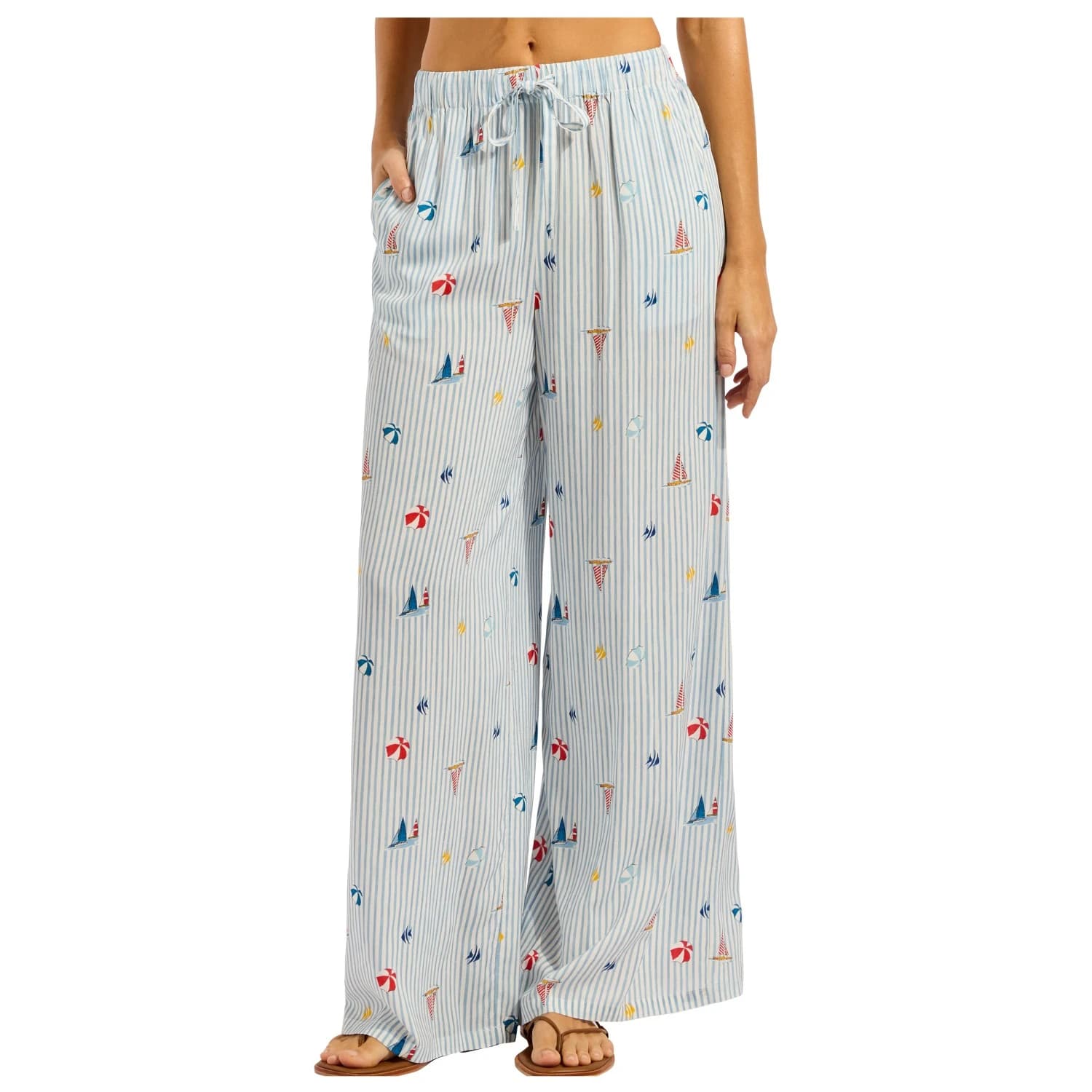 Дамски ежедневен панталон Seafolly Beach Club Wide Leg Pant Casual trousers - Powder Blue