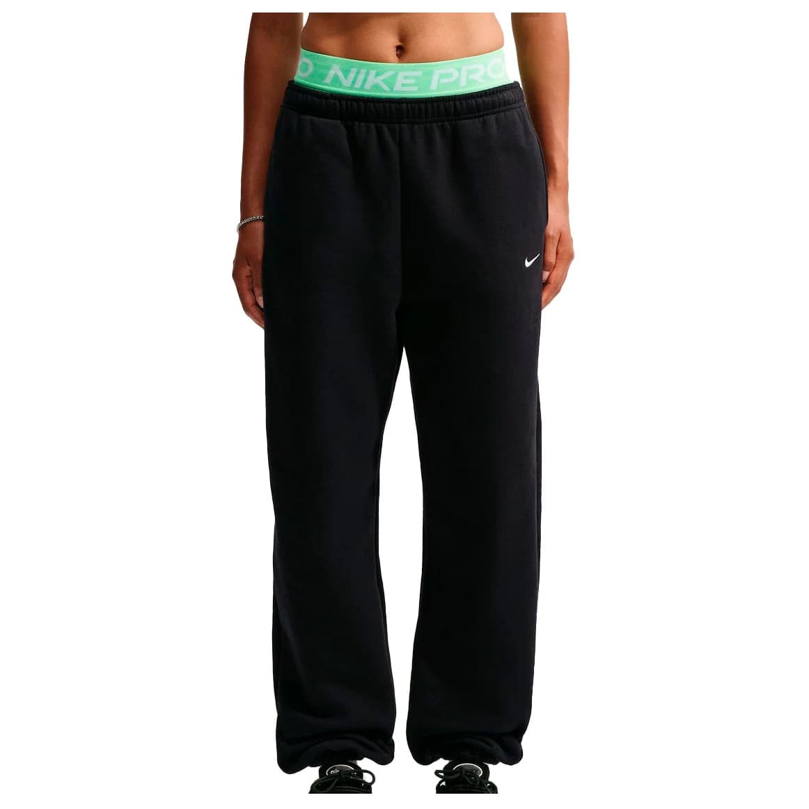 Анцунг долнище Nike Women's Studio Fleece MW HR Oversize Cuffed Pant Tracksuit trousers - Total Black / Sail