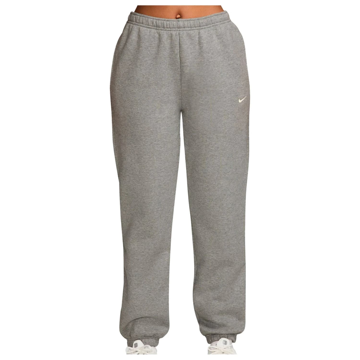 Дамски анцунг долнище Nike Women's Studio Fleece MW MR Std Cuffed Pant Tracksuit trousers - Dark Grey Heather / Sail