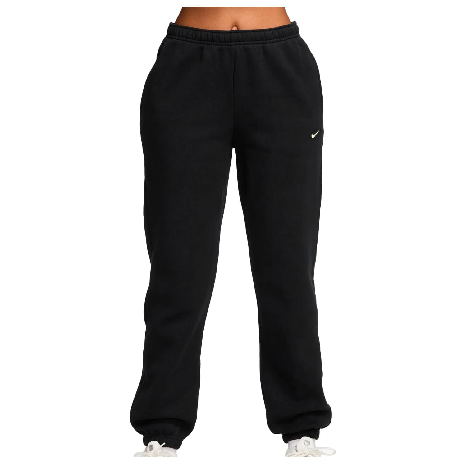 Дамски анцунг долнище Nike Women's Studio Fleece MW MR Std Cuffed Pant Tracksuit trousers - Total Black / Sail