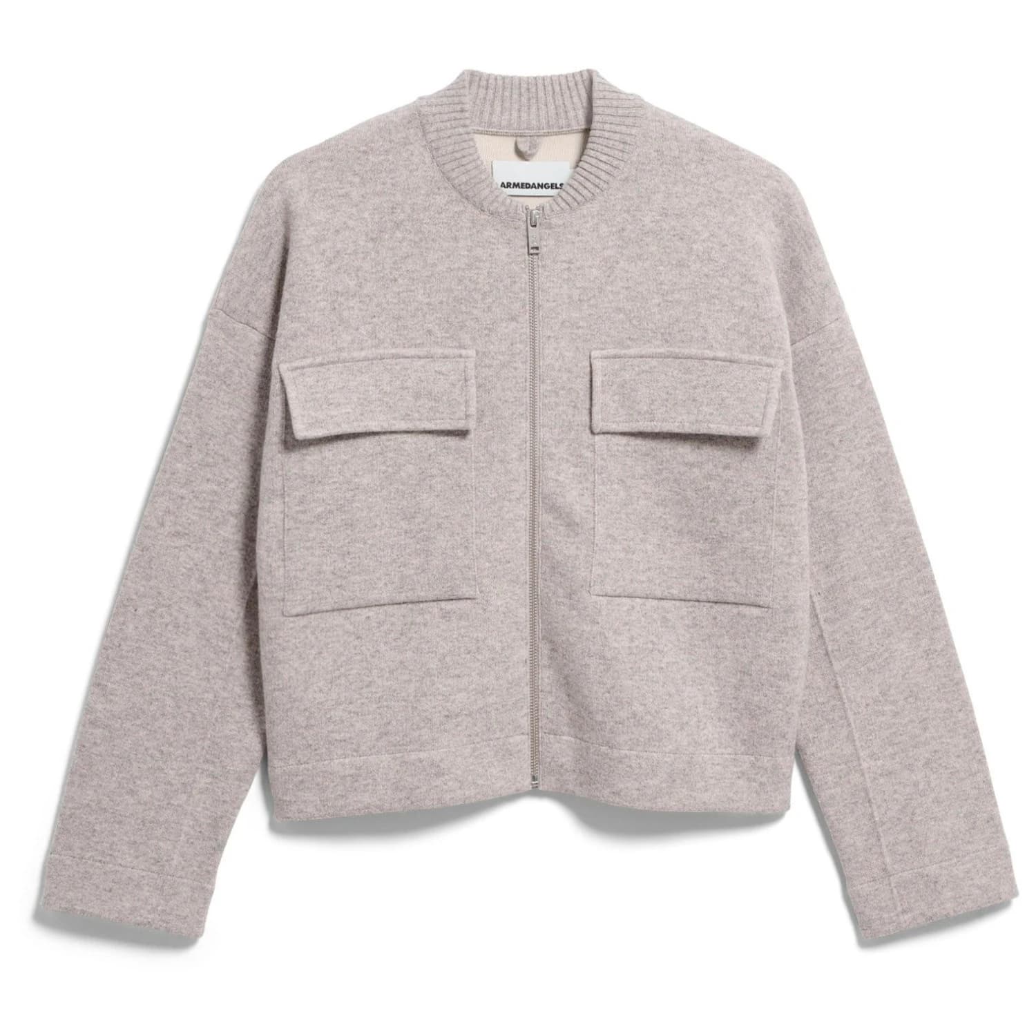 Дамски ежедневен панталон ARMEDANGELS Women's Cotton-Wool Bomber Knit Jacket Casual jacket - Dark Honey Melange