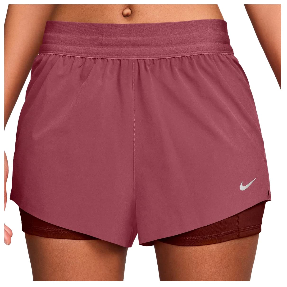 Дамски шорти за бягане Nike Women's Swift Dri-Fit Mid-Rise 2-In-1 Shorts Running shorts - Pink Smoke / Mystic Dates / Reflective Silver