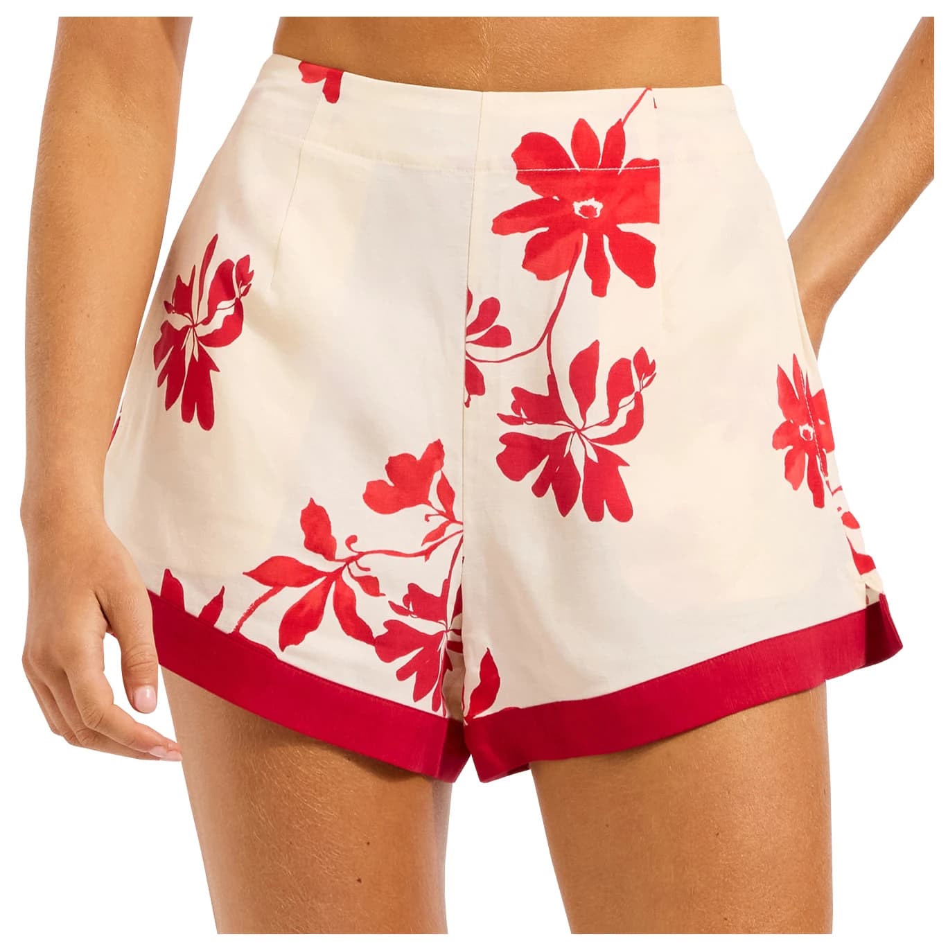 Дамски къси панталони Seafolly Mayflower Tailored Short Shorts - Ecru / Cosmo