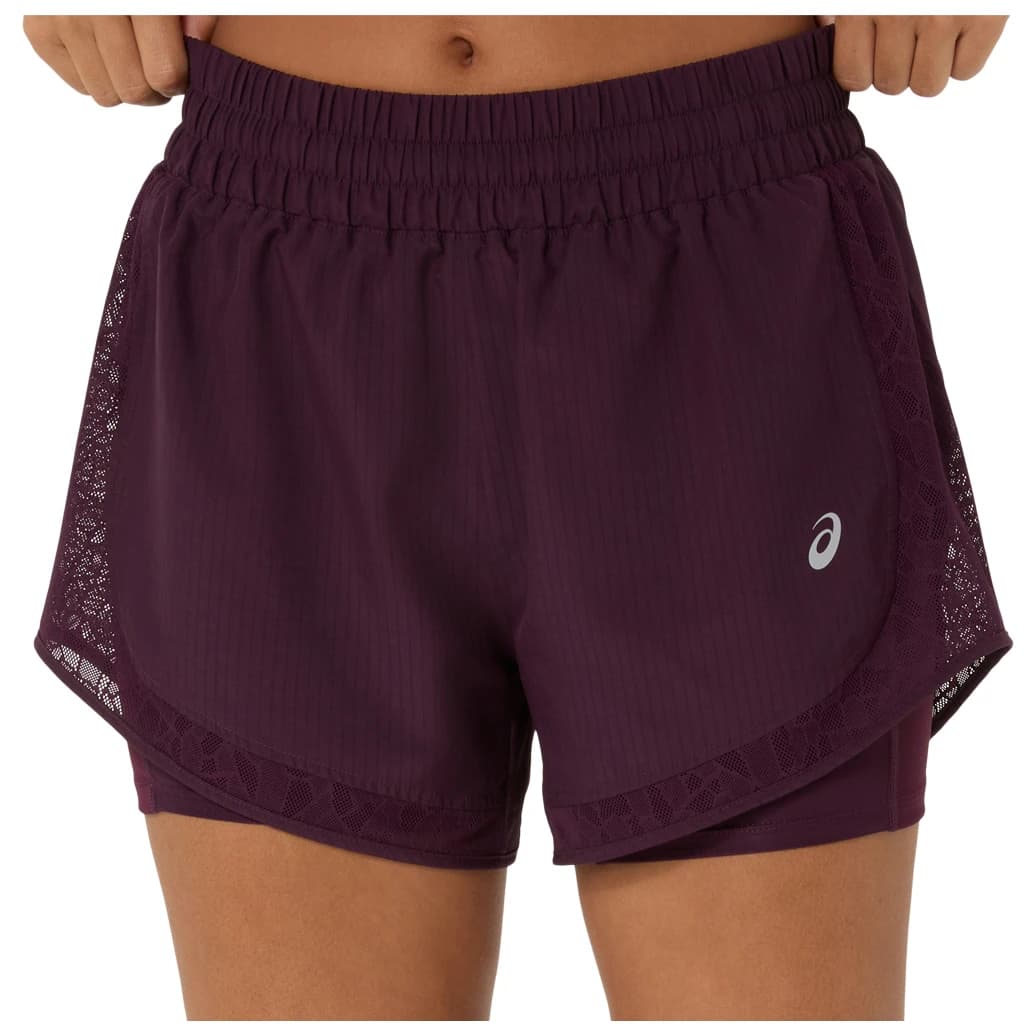 Дамски шорти за бягане Asics Women's Nagino Run 2in1 Short Running shorts - Dark Aubergine