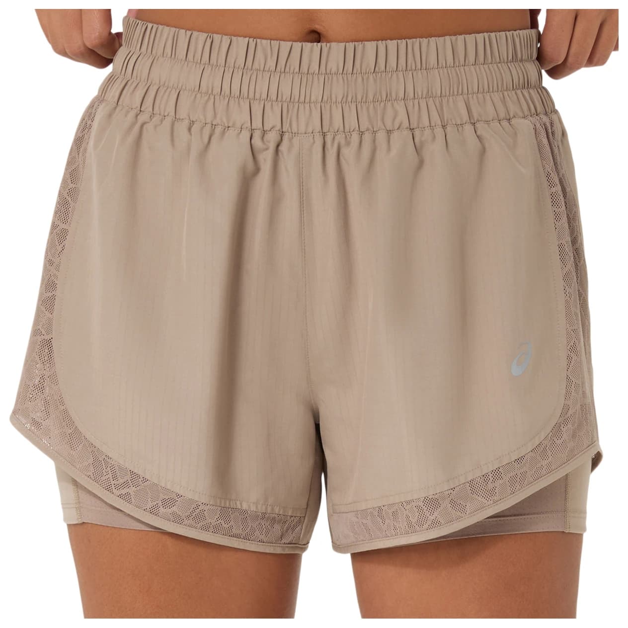 Дамски шорти за бягане Asics Women's Nagino Run 2in1 Short Running shorts - Greige