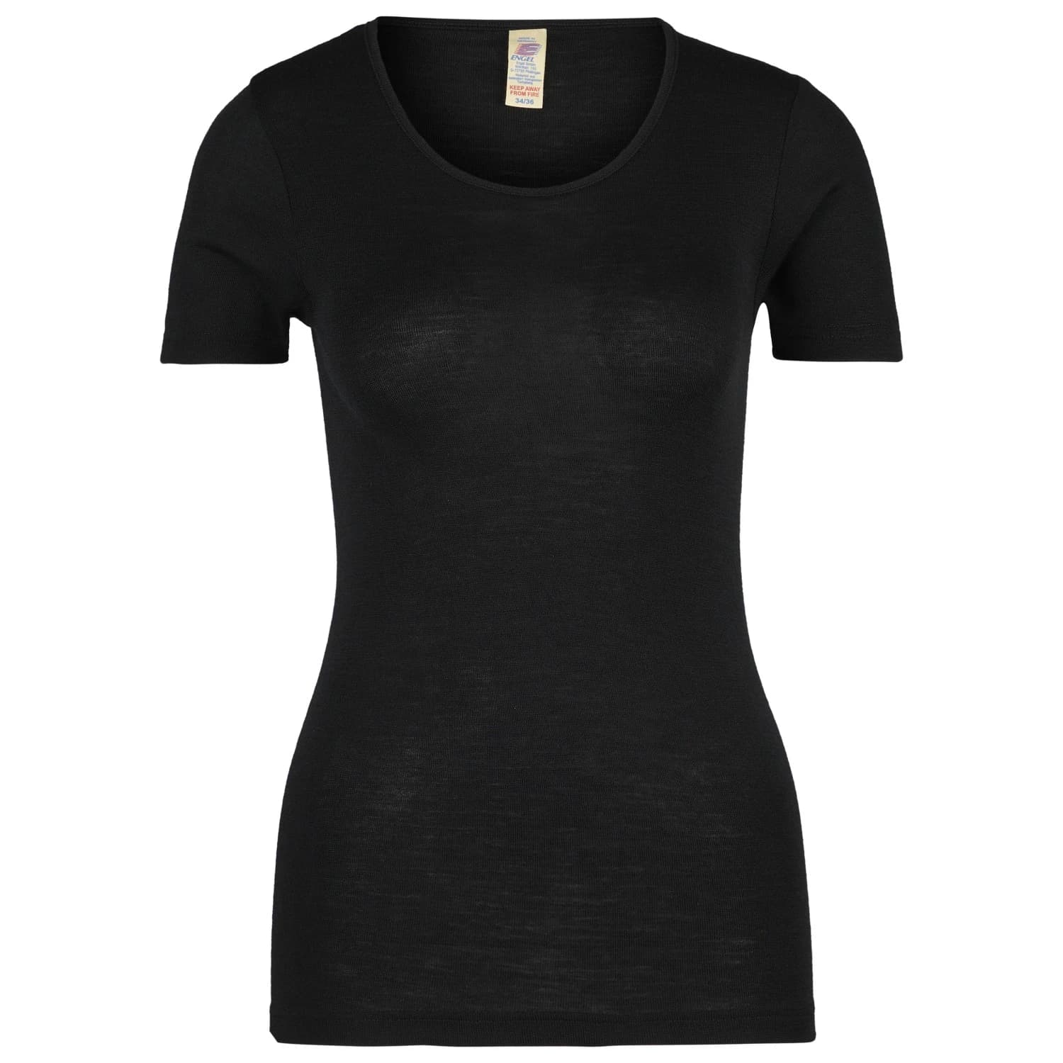 Дамско копринено термобельо Engel Women's Unterhemd S/S Merino base layer - Black