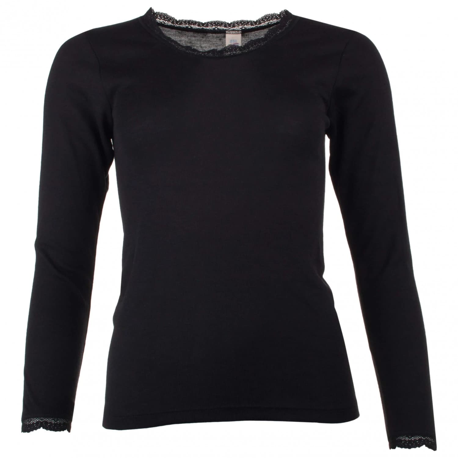 Дамско копринено термобельо Engel Women's Shirt L/S mit Spitze Merino base layer - Black