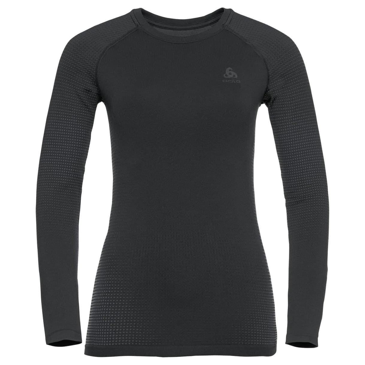 Дамско синтетично термобельо Odlo Women's BL Top Crew Neck L/S Performance Warm Eco Synthetic base layer - Black / New Odlo Graphite Grey