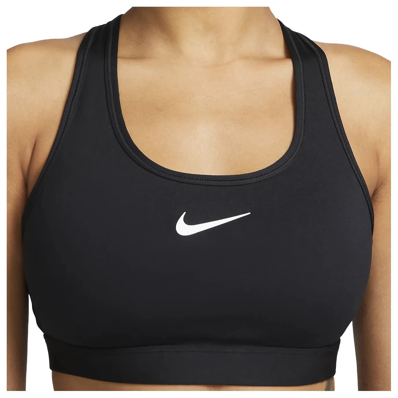Дамски спортен сутиен Nike Women's Dri-Fit Swoosh Medium Support Bra Sports bra - Black / White