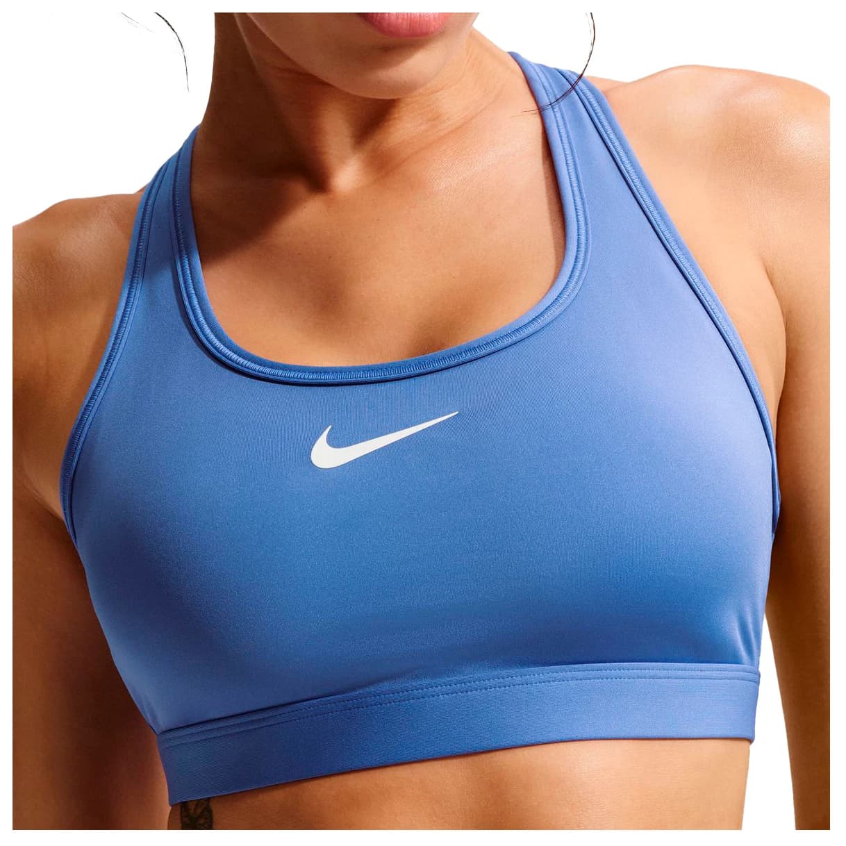 Дамски спортен сутиен Nike Women's Dri-Fit Swoosh Medium Support Bra Sports bra - Sapphire / White