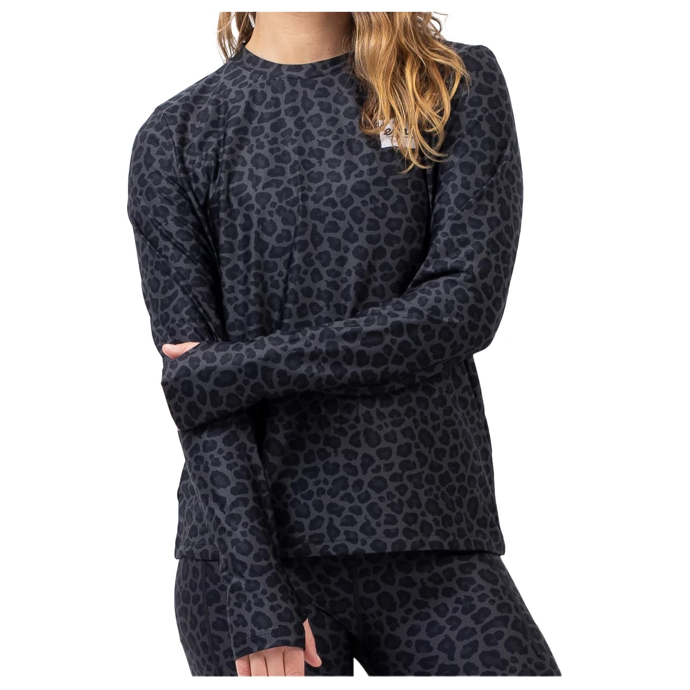 Дамско синтетично термобельо Eivy Women's Versa Loose Fit Top Longsleeve - Black Leopard