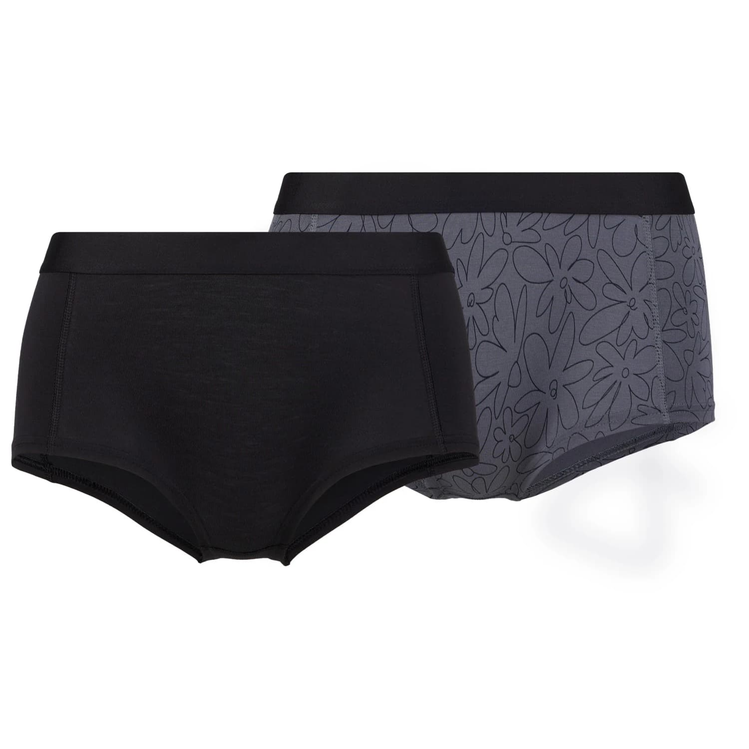 Дамско синтетично термобельо Stoic Women's TrosaSt. Hipster 2-Pack Synthetic base layer - Ink Grey AOP / Black