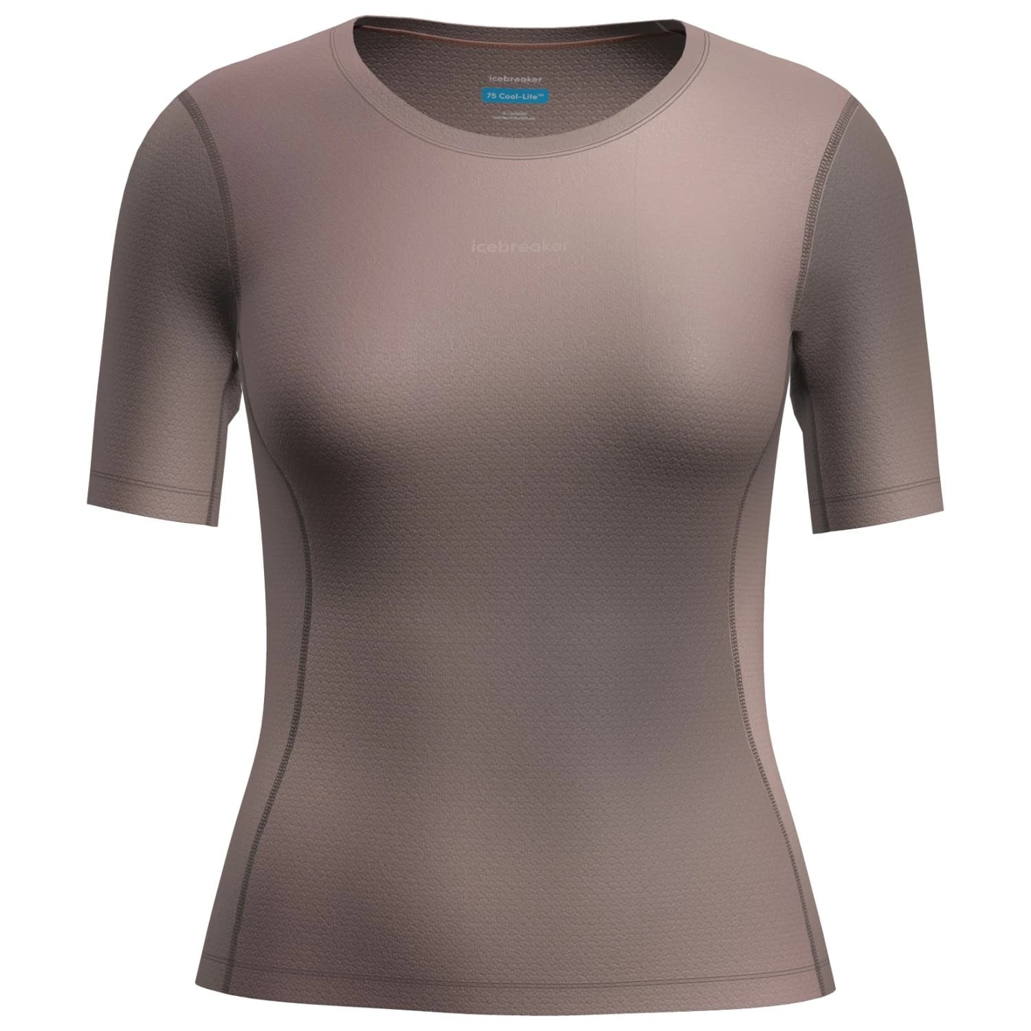 Дамски долна фланелка с къс ръкав Icebreaker Women's Merino 75 CL Featherlight S/S Crewe AOP Sport shirt - Porcini / Pink Quartz