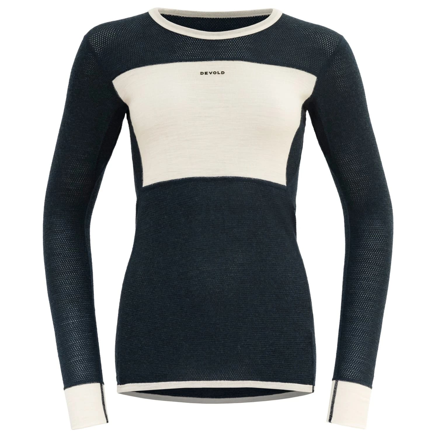 Мериносово термобельо Devold Women's Wool Mesh Shirt Merino base layer - Ink / Off-White