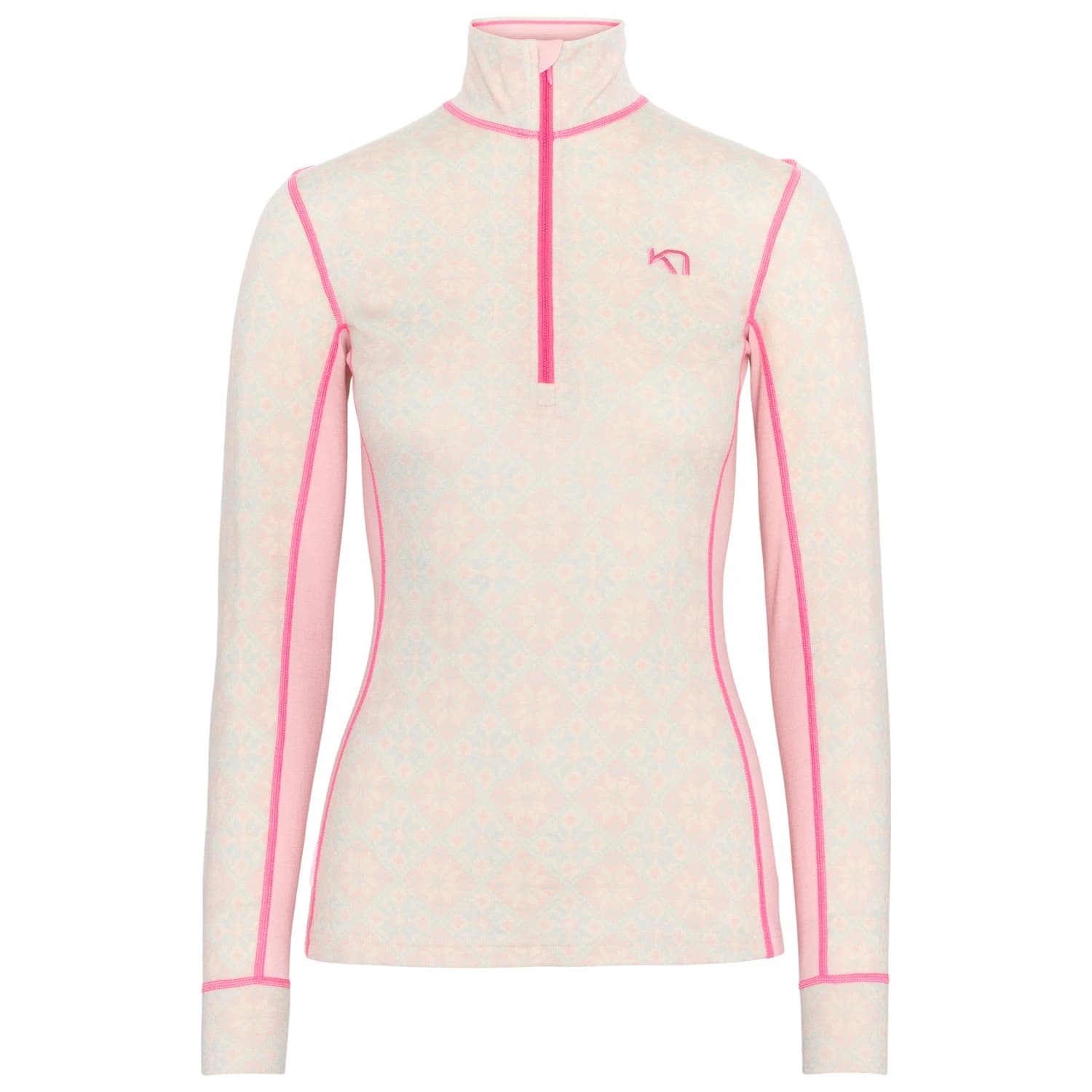 Дамско мериносово термобельо Kari traa Women's Rose Half-Zip Merino base layer - Cotton Candy