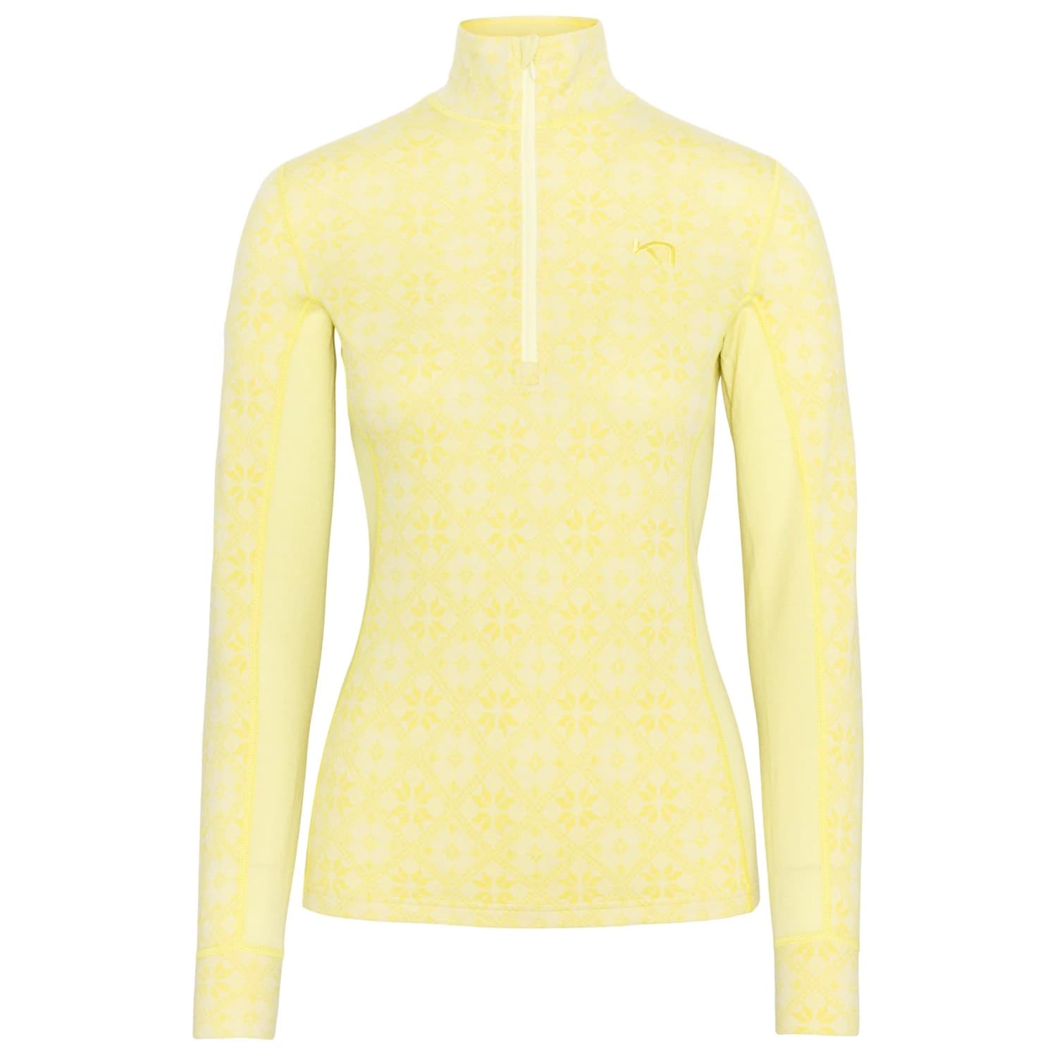 Дамско мериносово термобельо Kari traa Women's Rose Half-Zip Merino base layer - Mellow Yellow