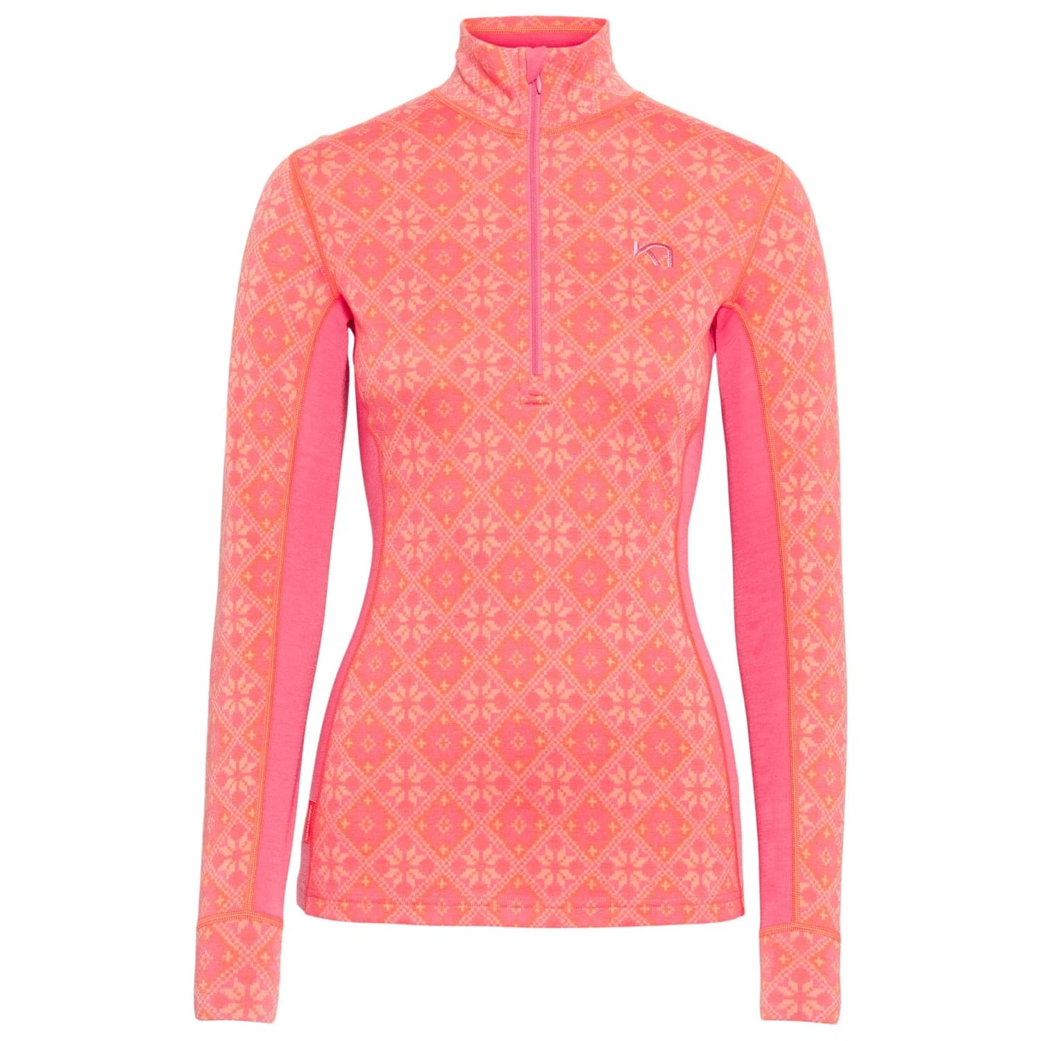 Дамско мериносово термобельо Kari Traa Women's Rose Half-Zip Merino base layer - Bubblegum