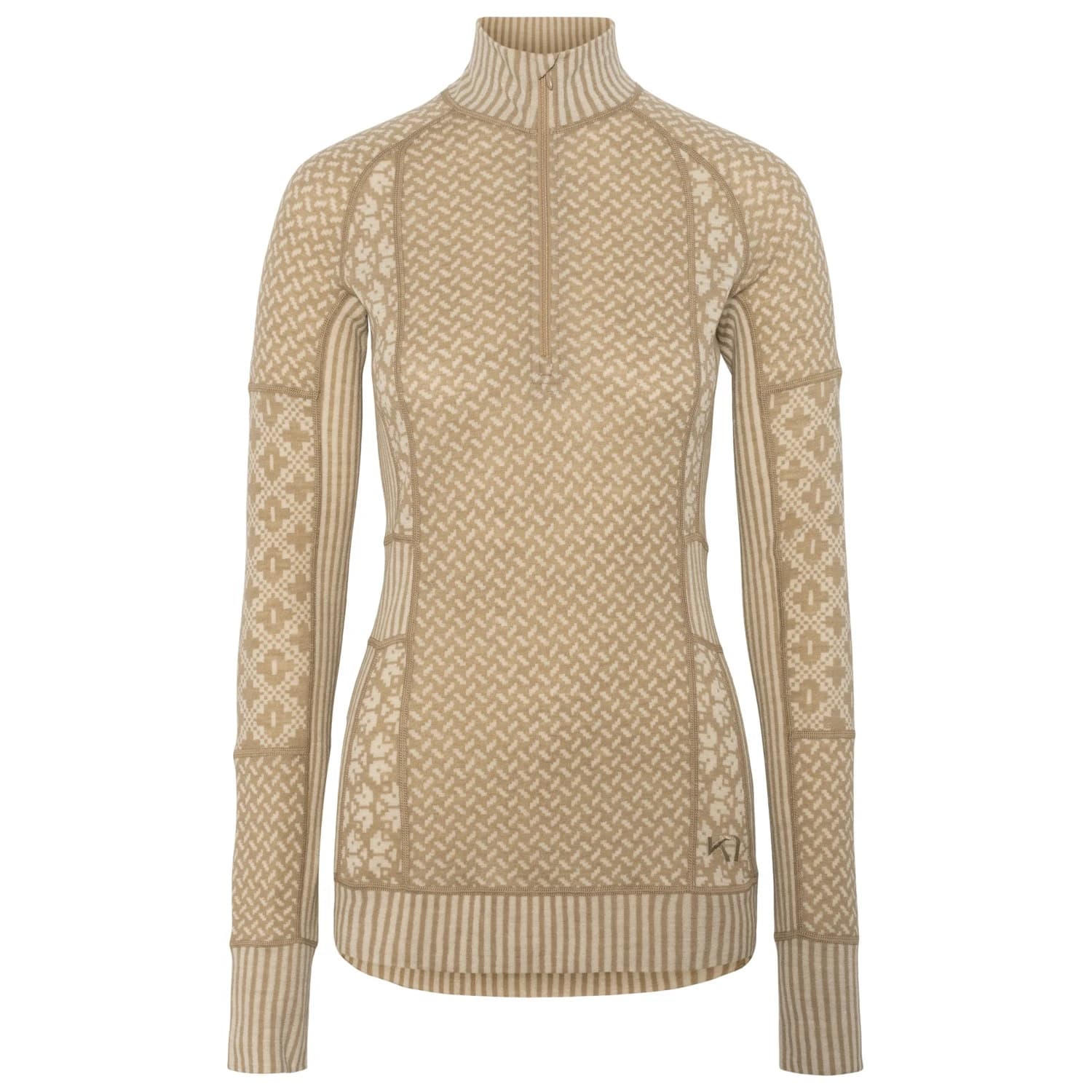 Дамско мериносово термобельо Kari Traa Women's Smekker Half-Zip Merino base layer - Mocha