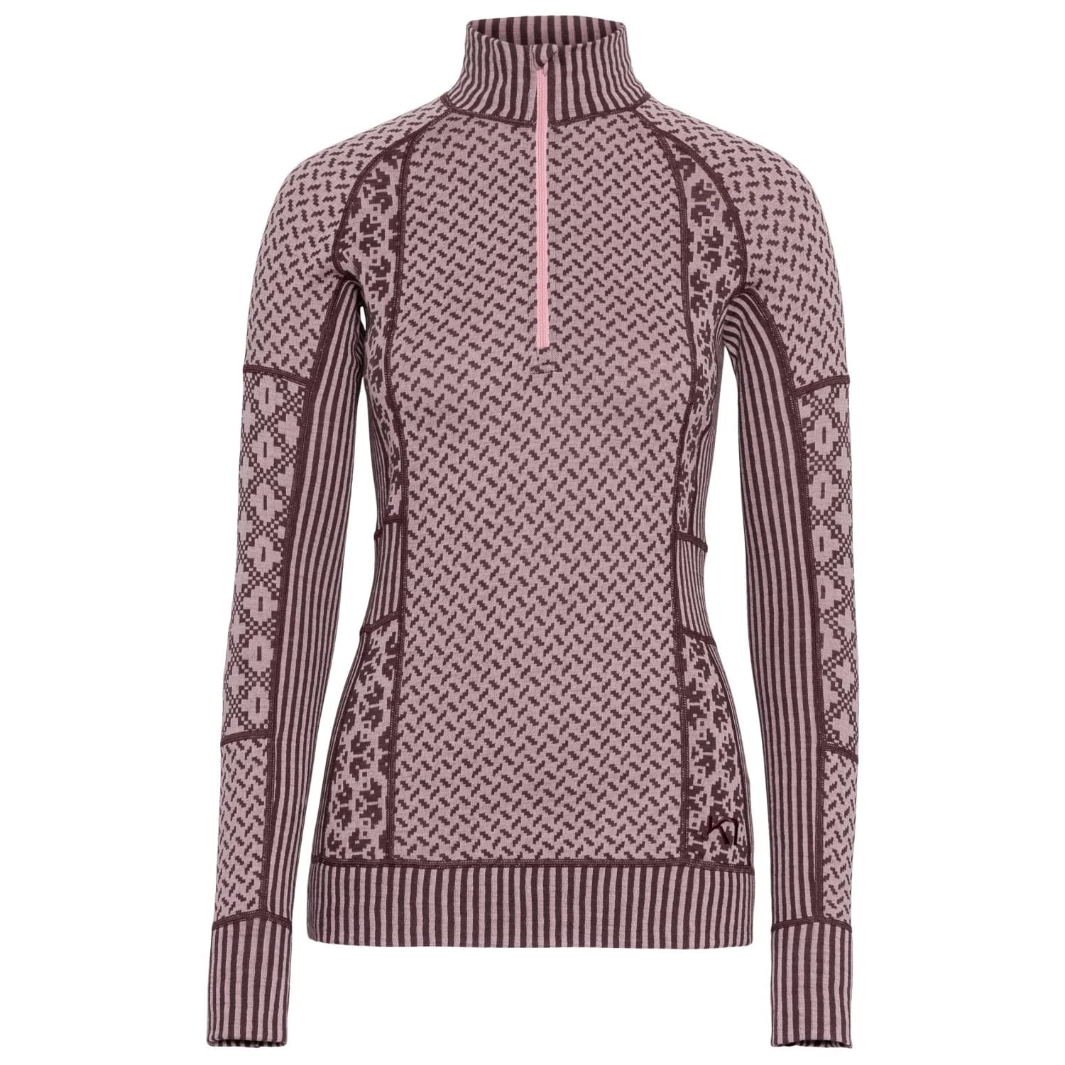 Дамско мериносово термобельо Kari Traa Women's Smekker Half-Zip Merino base layer - Cocoa Powder