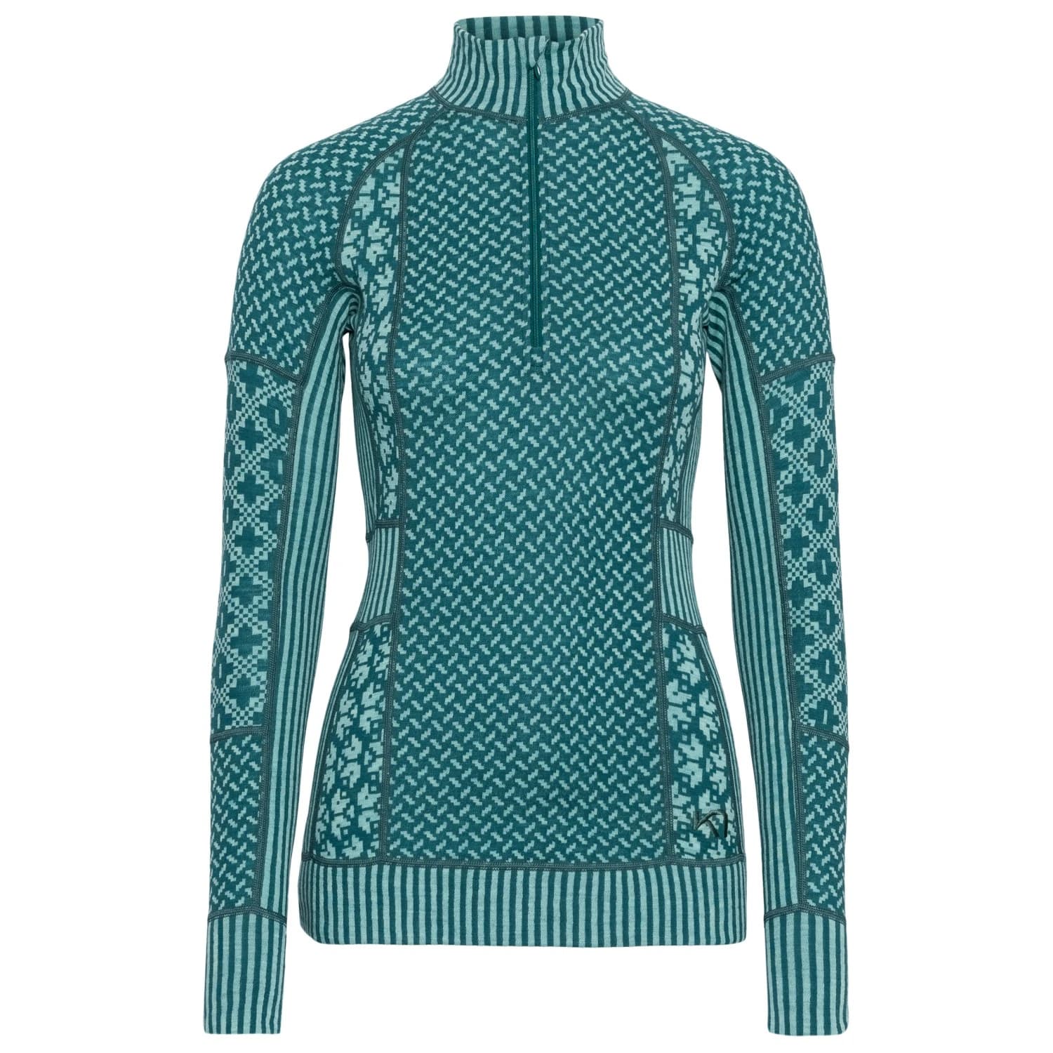 Дамско мериносово термобельо Kari Traa Women's Smekker Half-Zip Merino base layer - Peacock