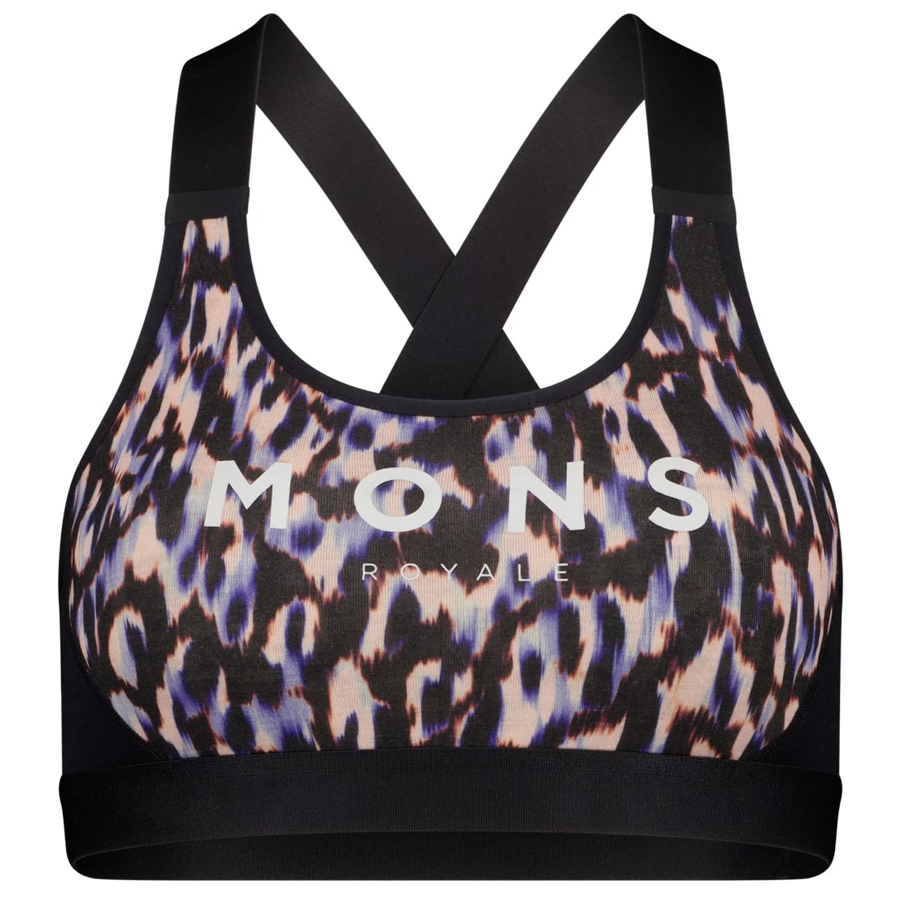 Дамски спортен сутиен Mons royale Women's Stella X-Back Bra Sports bra - Rock Leopard / Black