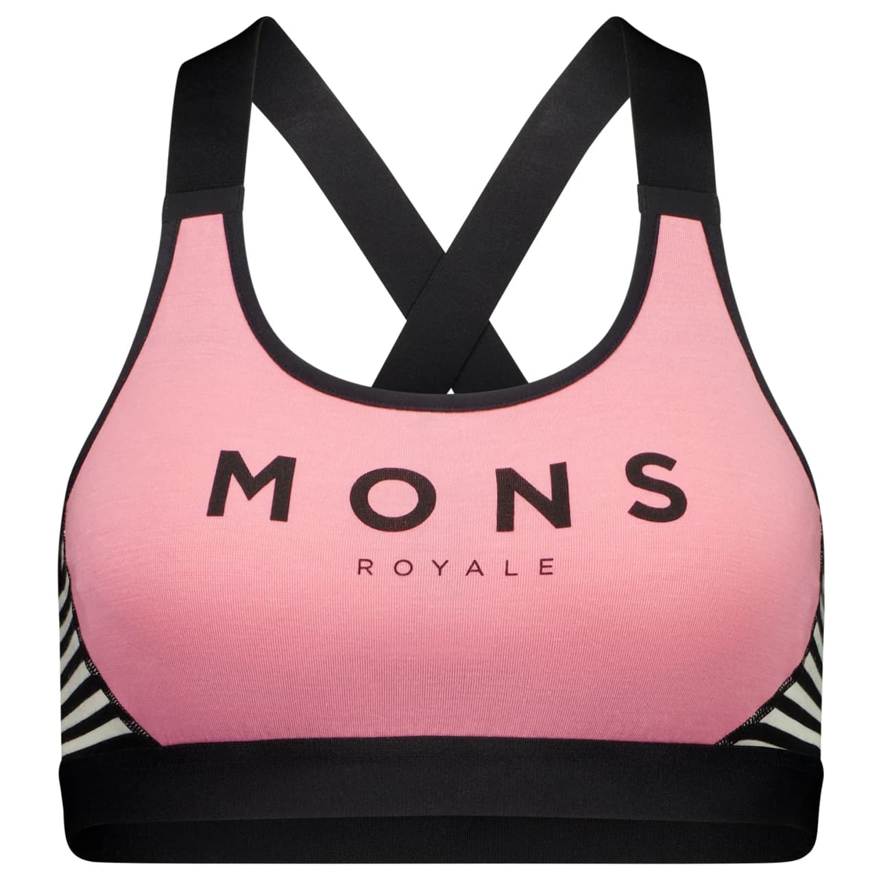 Спортен сутиен Mons Royale Women's Stella X-Back Bra Sports bra - Flamingo / Mr Stripe