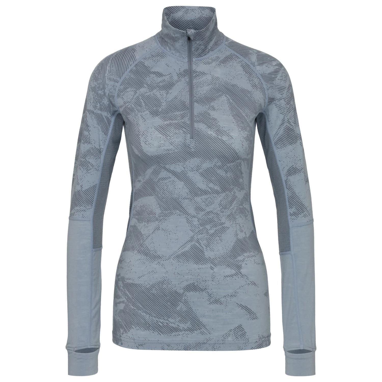 Мериносова блуза Stoic Women's MerinoMesh150 SadjemSt. L/S Half Zip Merino base layer - Sky Grey / AOP