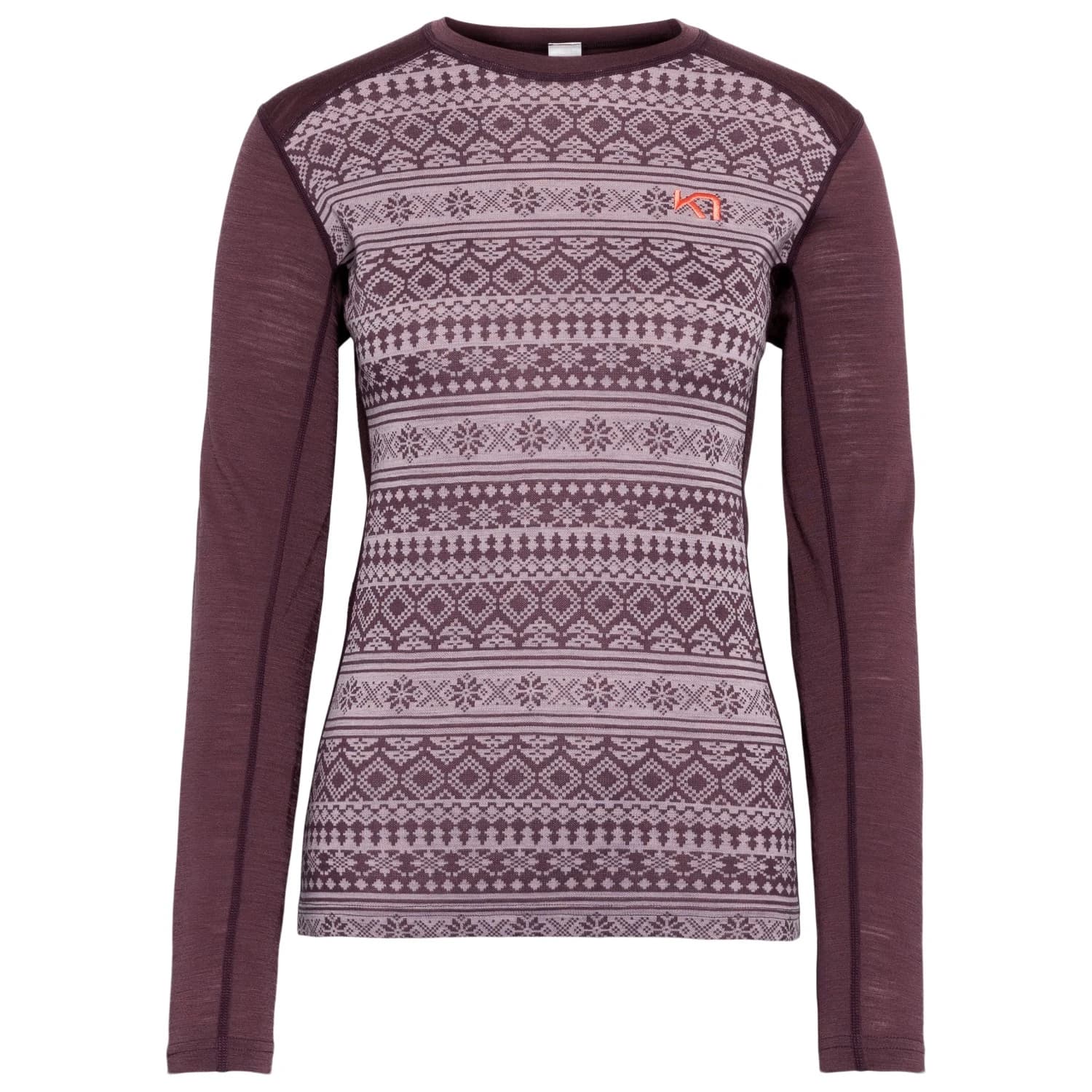 Дамско мериносово термобельо Kari Traa Women's Mina L/S Merino base layer - Cocoa Powder