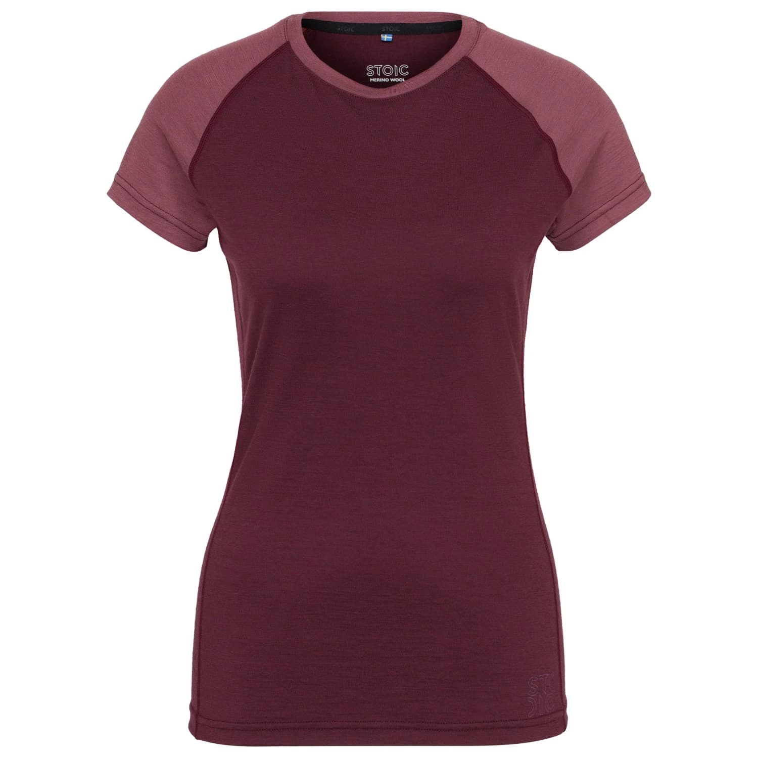 Дамско мериносово термобельо Stoic Women's Merino180 BengtSt. S/S Merino base layer - Dark Plum Red / Plum Red