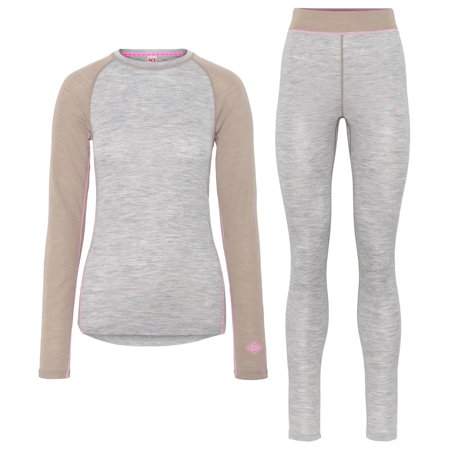 Мериносово термобельо Kari Traa Women's Kaia Set Merino base layer - Light Grey Melange