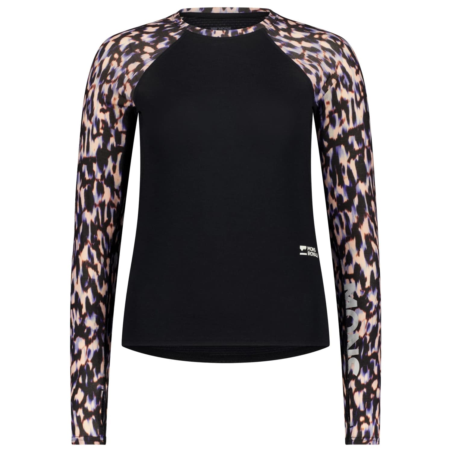 Дамско мериносово термобельо Mons royale Women's Bella Merino Long Sleeve Merino base layer - Rock Leopard / Black