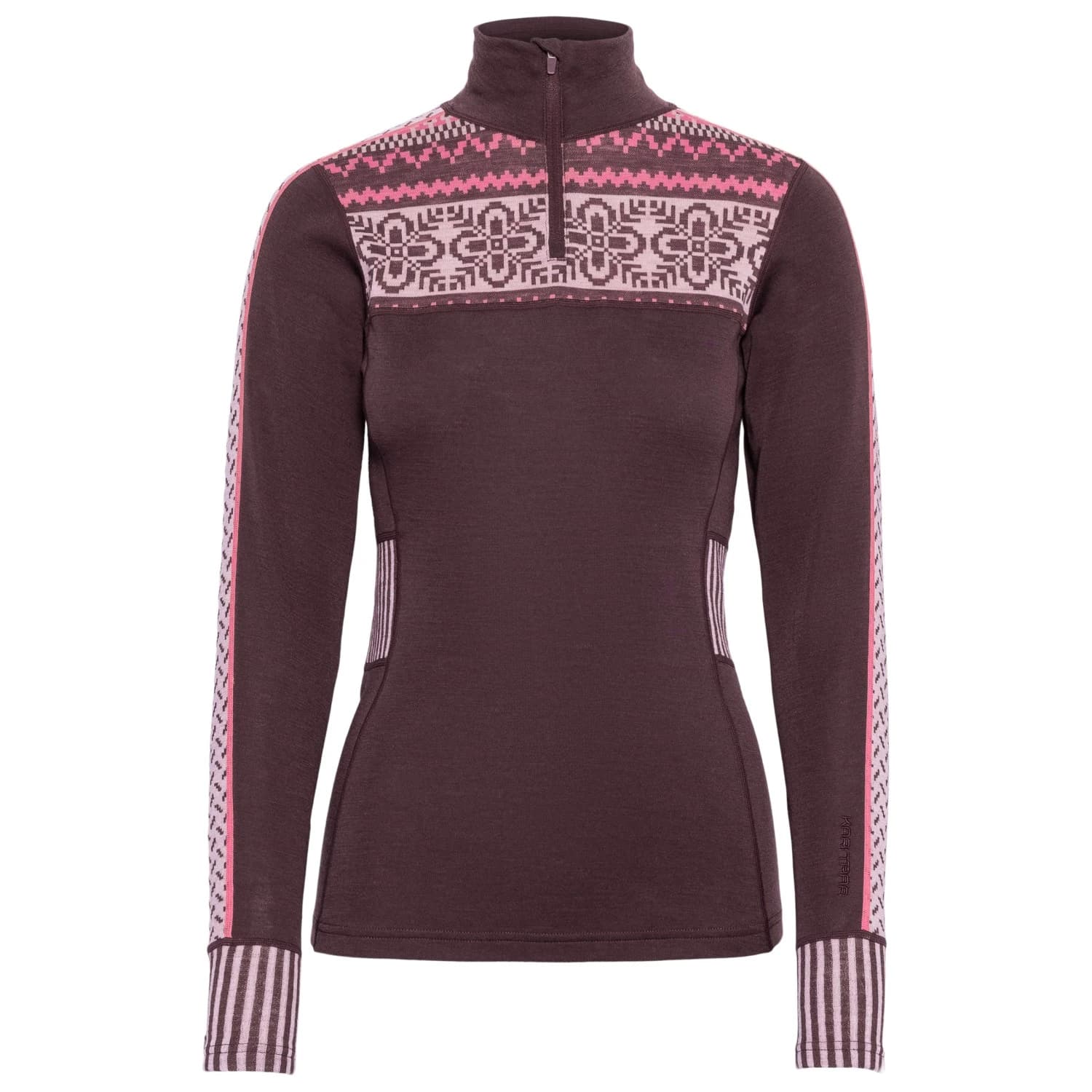 Дамско мериносово термобельо Kari Traa Women's Ines Half Zip Merino base layer - Cocoa Powder