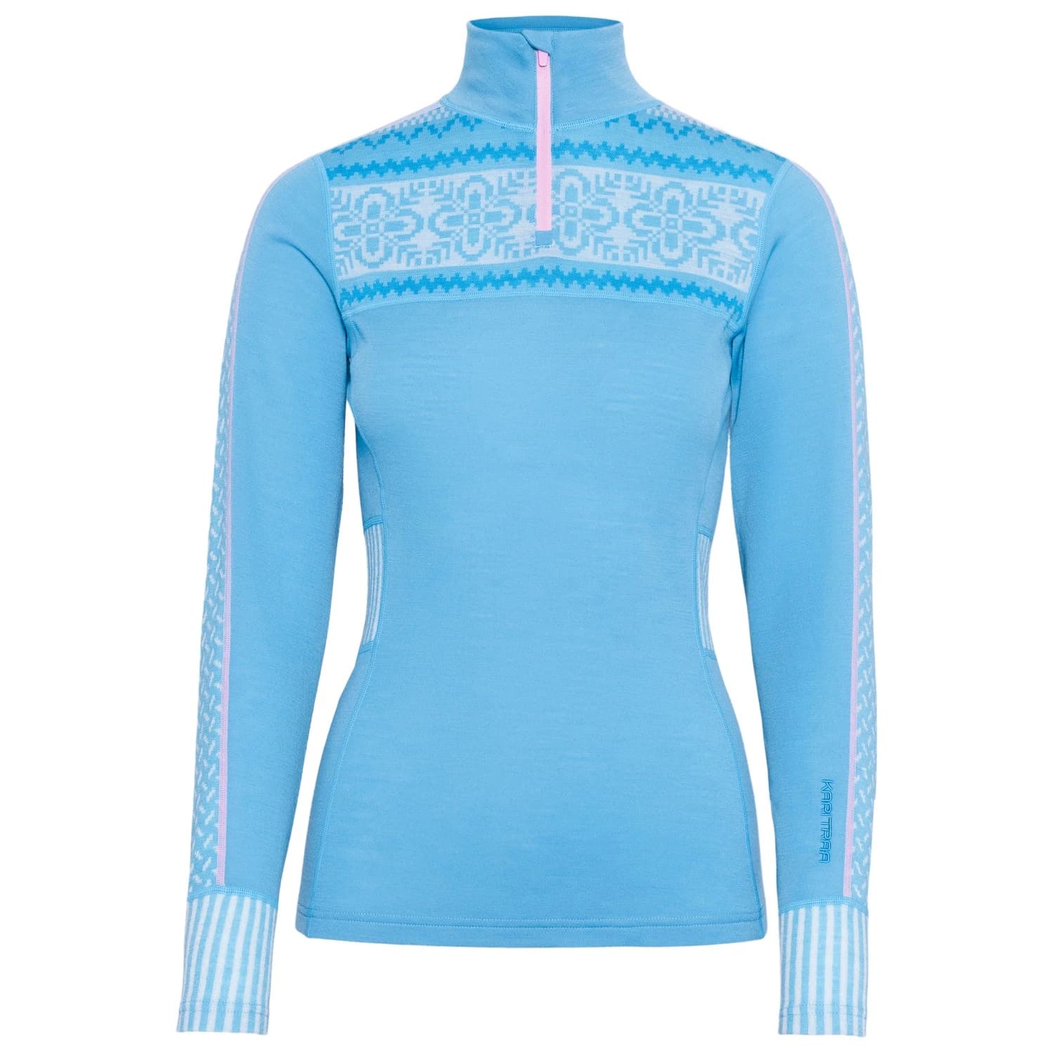 Дамско мериносово термобельо Kari Traa Women's Ines Half Zip Merino base layer - Ocean
