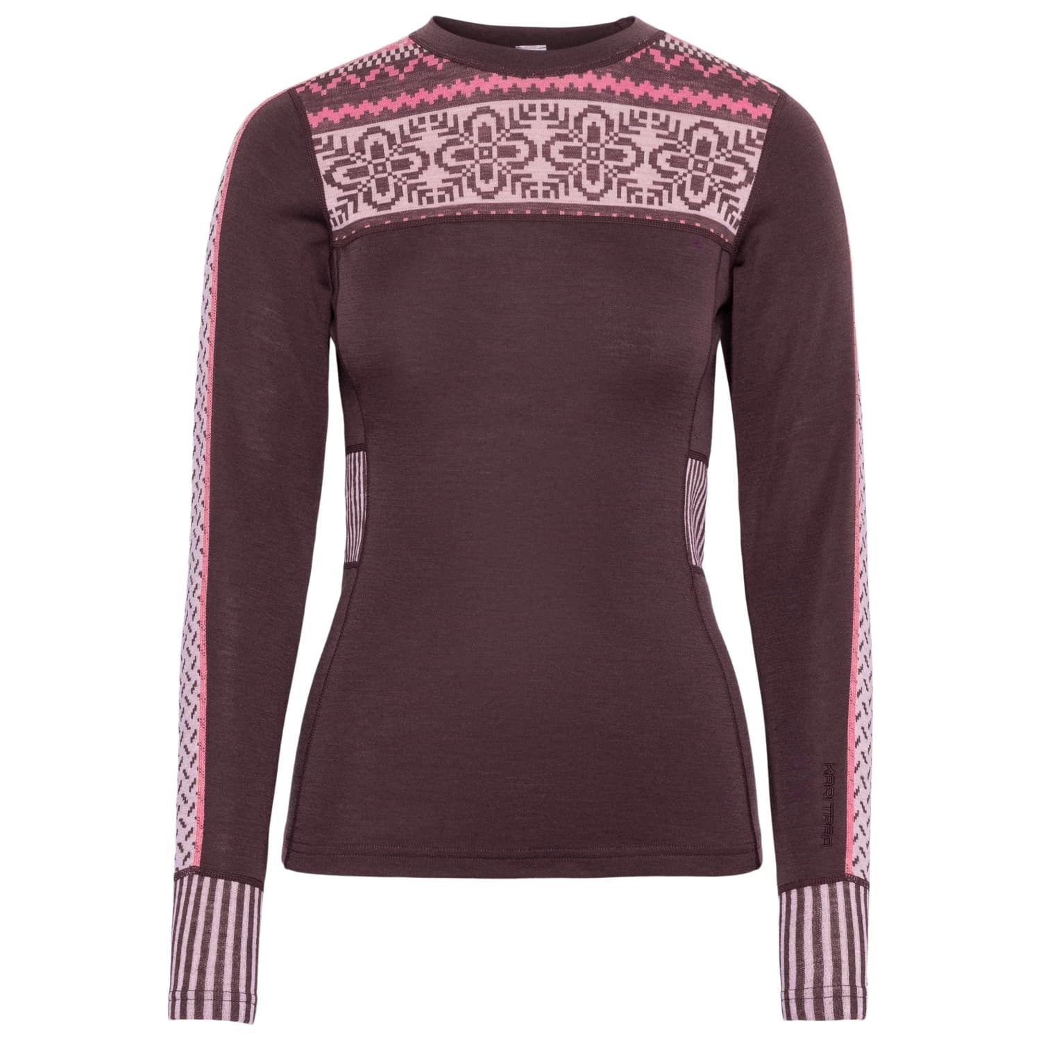 Дамско мериносово термобельо Kari Traa Women's Ines L/S Merino base layer - Cocoa Powder