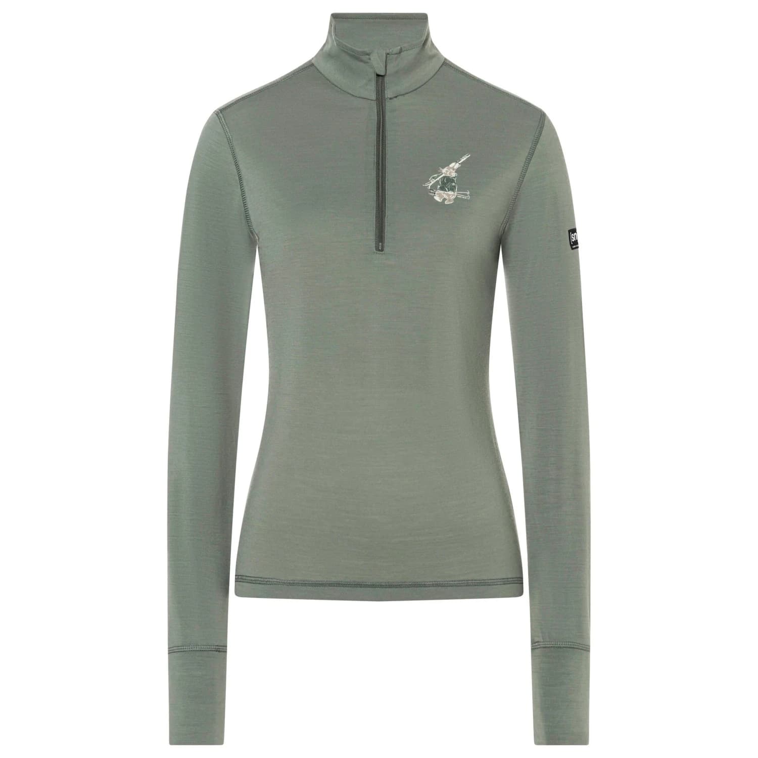 Мериносово термобельо super.natural Women's Tundra175 Zip 1/4 Bunny Merino base layer - Eucalyptus / Various
