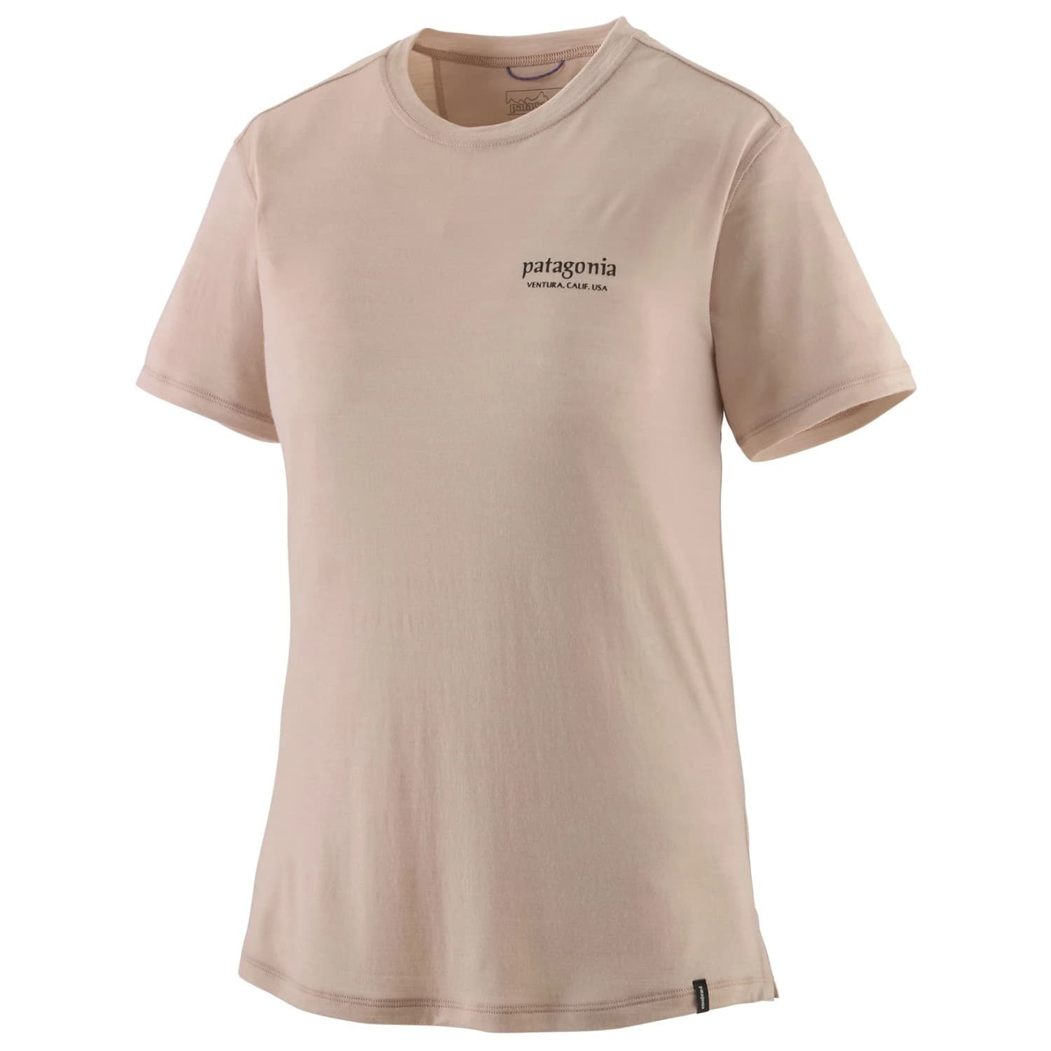 Дамска мериносова блуза Patagonia Women's Cap Cool Merino Graphic Shirt Merino shirt - Heritage Header: Shroom Taupe