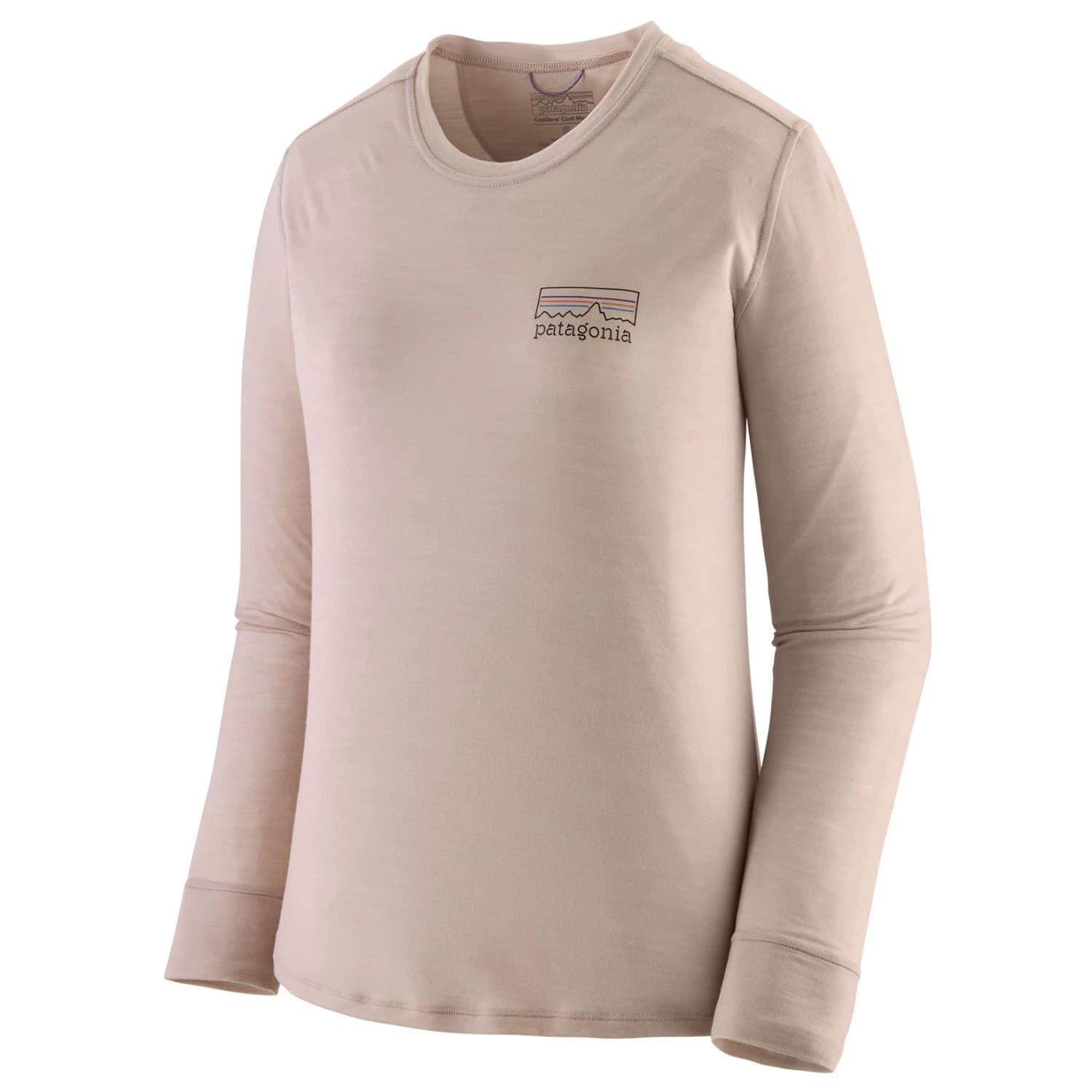 Дамска мериносова блуза Patagonia Women's L/S Cap Cool Merino Graphic Shirt Merino shirt - Fitz Roy Strata: Shroom Taupe