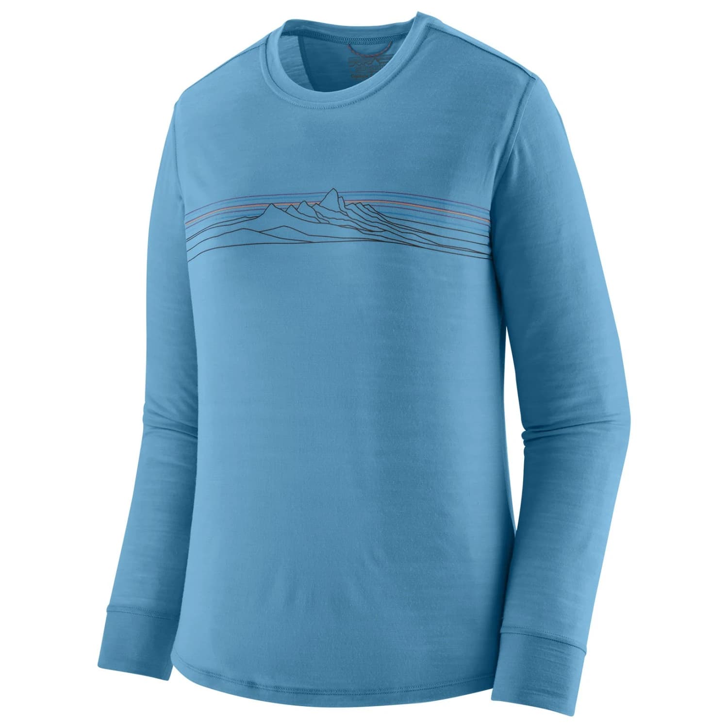 Дамска мериносова блуза Patagonia Women's L/S Cap Cool Merino Graphic Shirt Merino shirt - Strata Stripe: Shore Blue