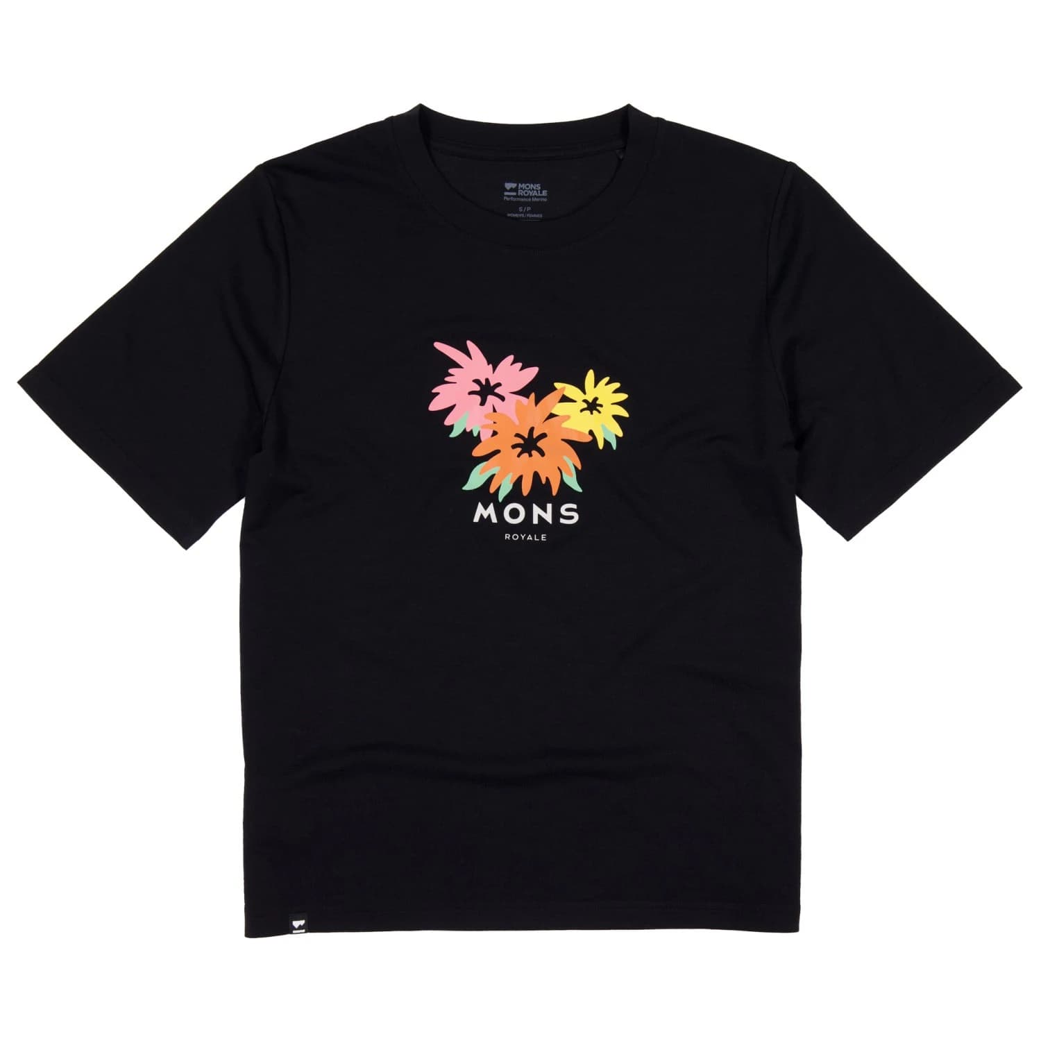 Дамска мериносова блуза Mons Royale Women's Icon Relaxed Tee Merino shirt - Black / Flower