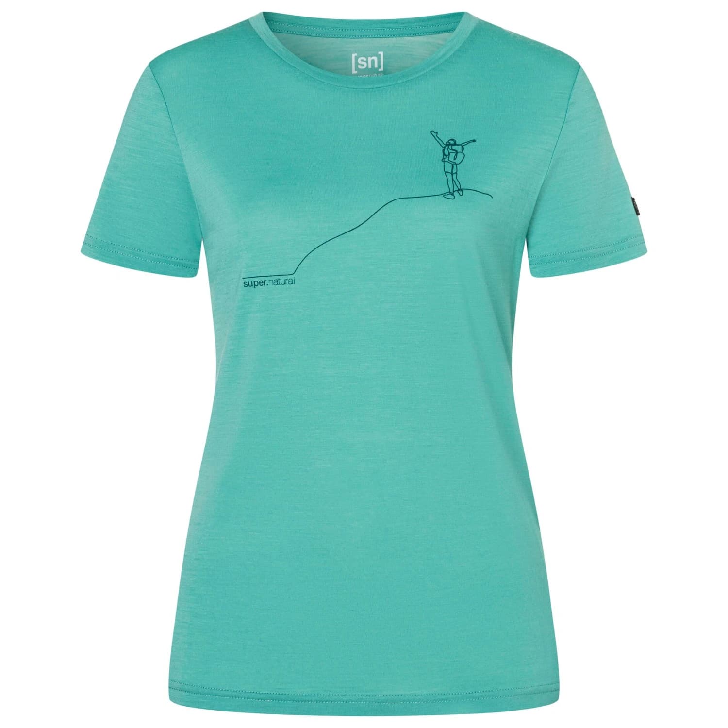 Дамска мериносова блуза Super.natural Women's Gipfelglück Tee Merino shirt - Lagoon Green / Pacific