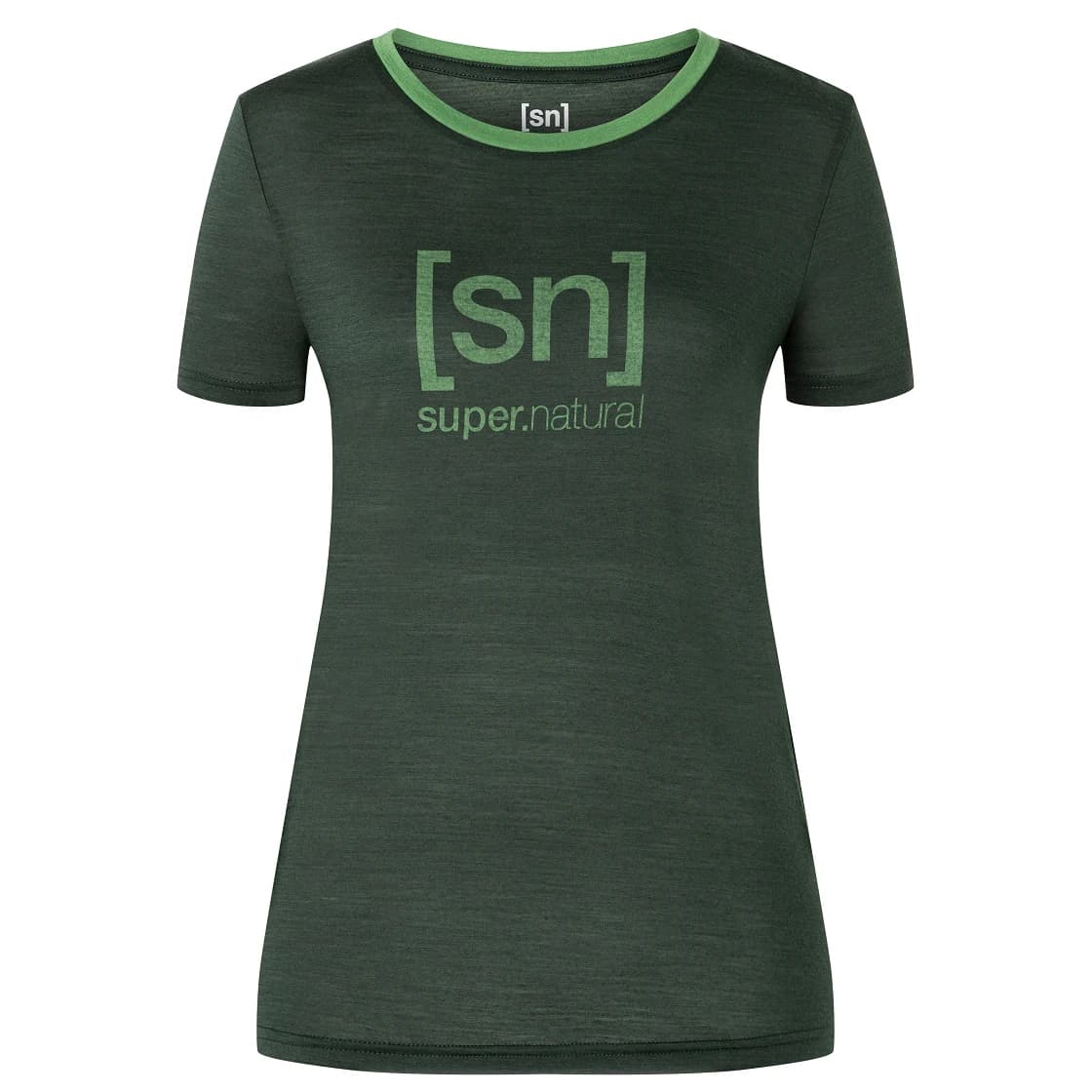 Дамска мериносова блуза Super.natural Women's The Essential Logo Tee Merino shirt - Deep Forest / Willow Brough