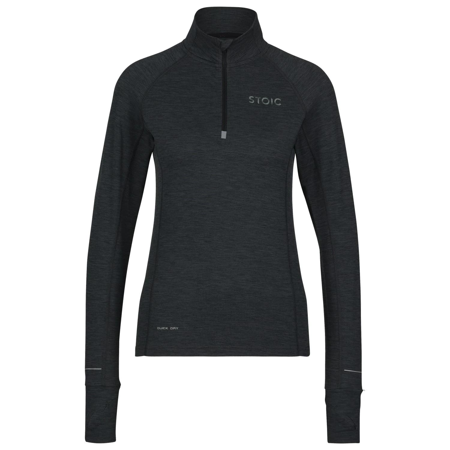 Дамска спортна тениска Stoic Women's HelsingborgSt. Performance L/S with Zip Running shirt - Black Melange