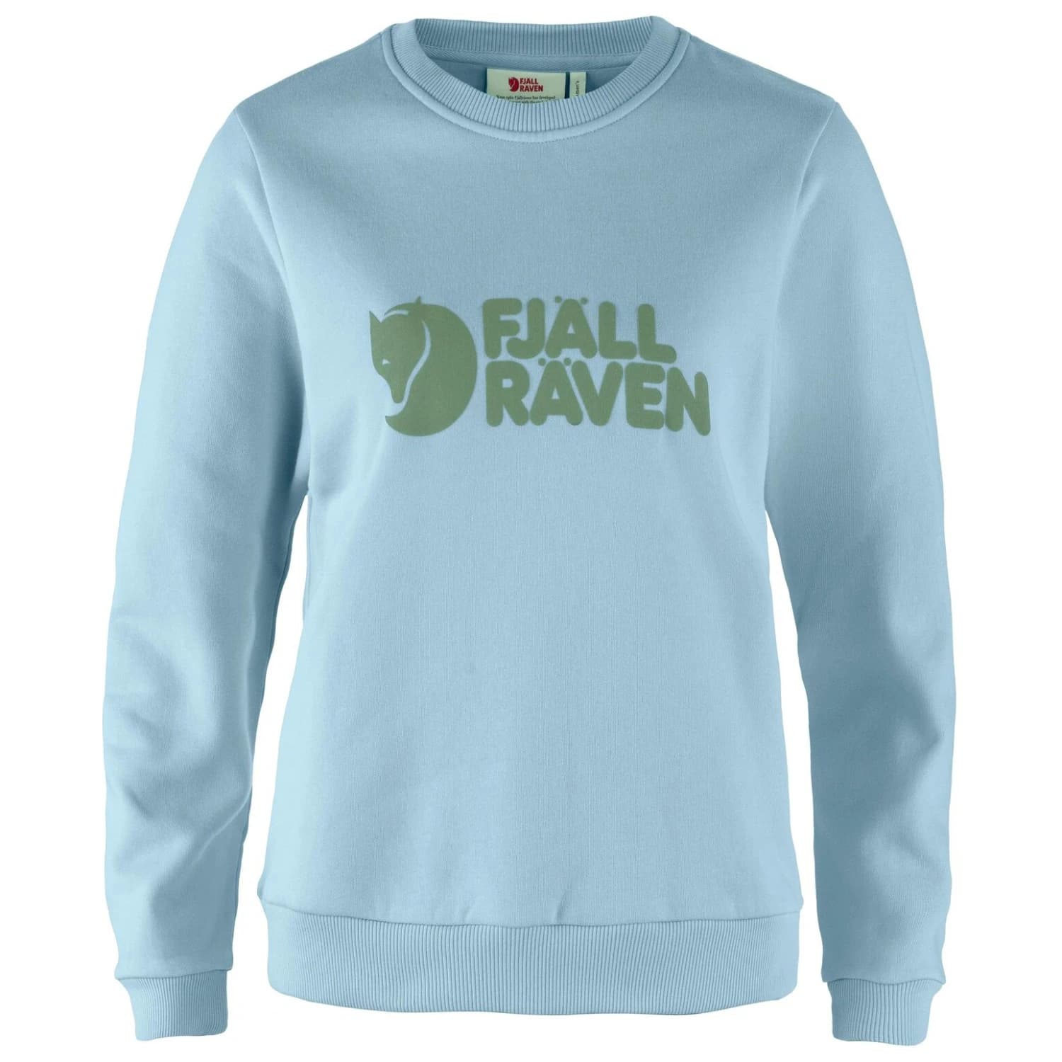 Дамски пуловер Fjällräven Women's Fjällräven Logo Sweater Jumper - Breeze Blue / Patina Green