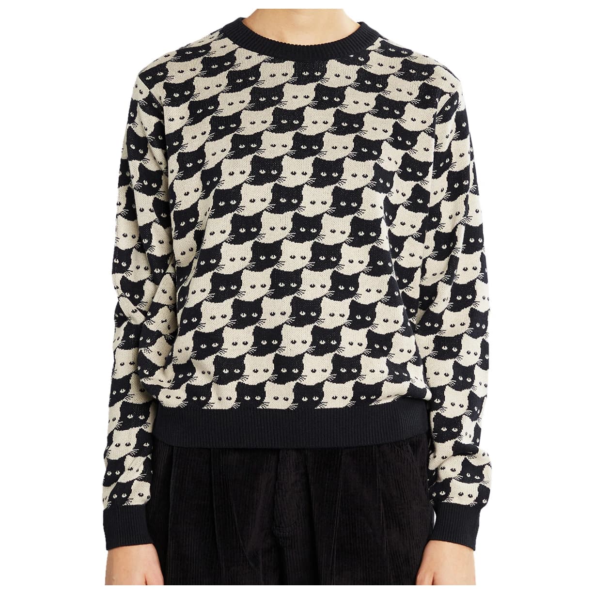 Дамски пуловер DEDICATED Women's Sweater Arendal Pepita Cats Jumper - Rainy Day